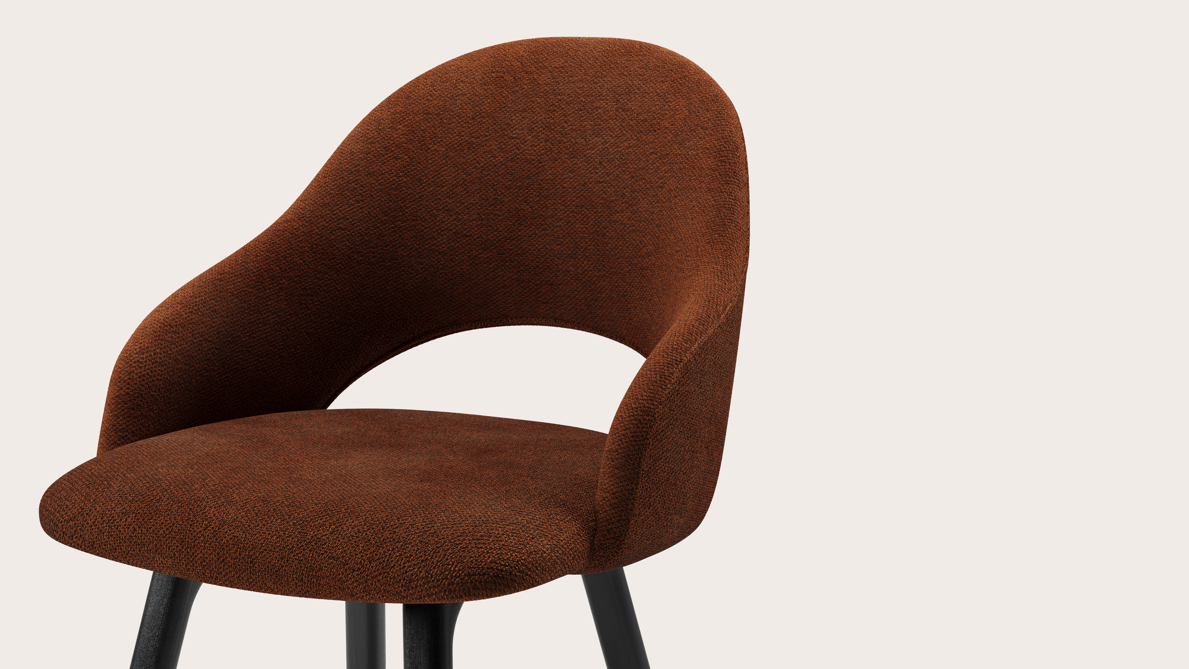 Fauteuil Gaudio en Volti tissu Copper avec pied de chaise en chêne noir