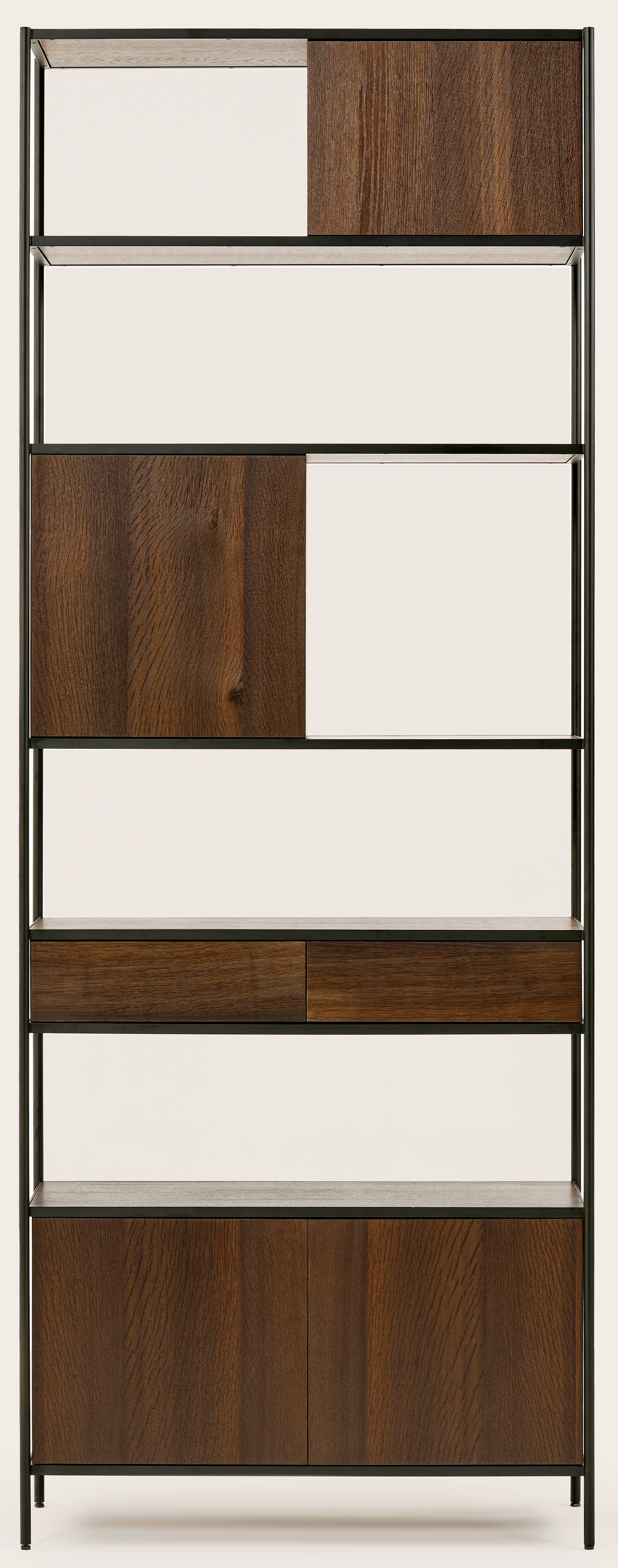 Etagère haute Scaletto droite en chêne fumé 83 x 36 cm