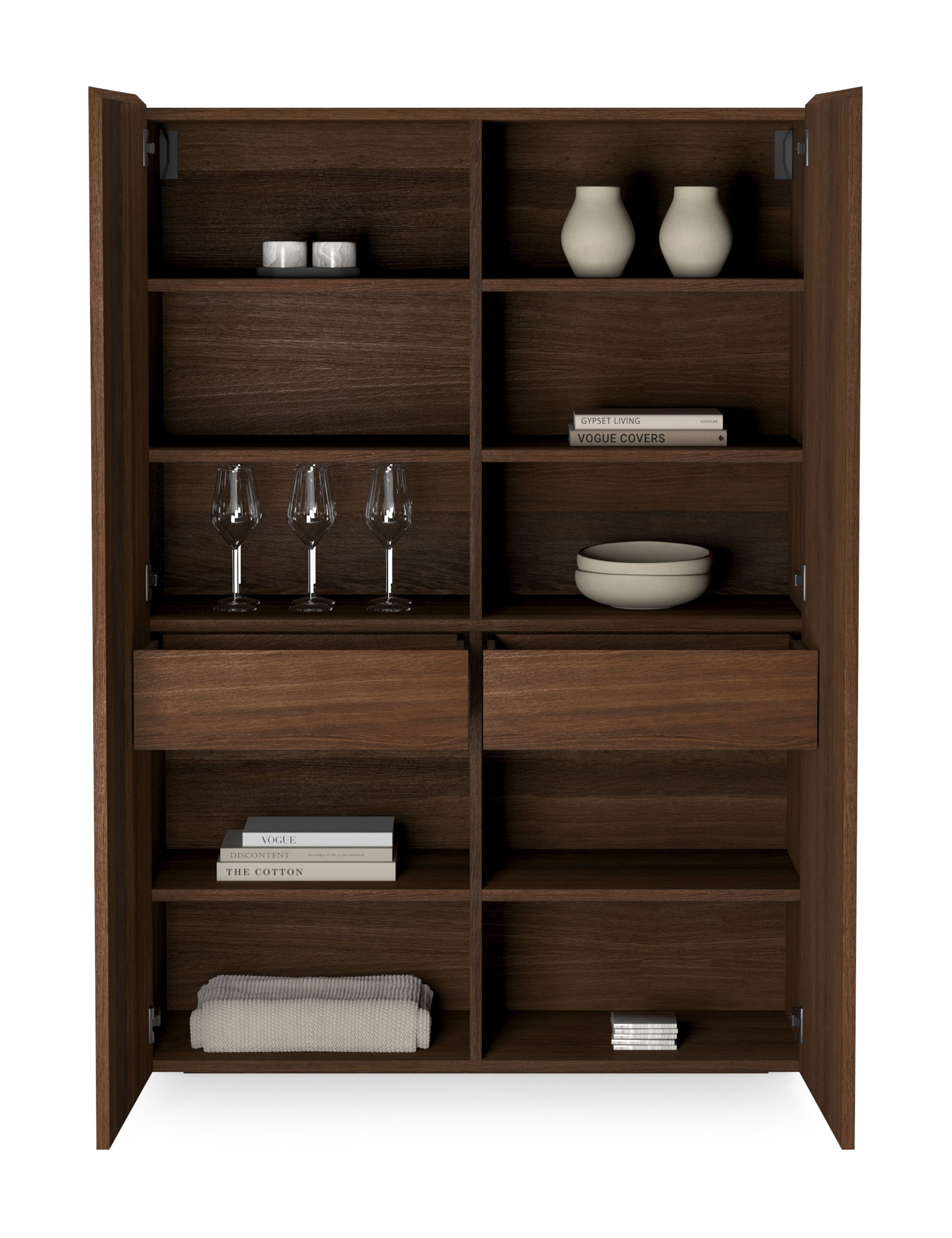Armoire de bar haute Grivolo en chêne fumé 110 x 45 cm