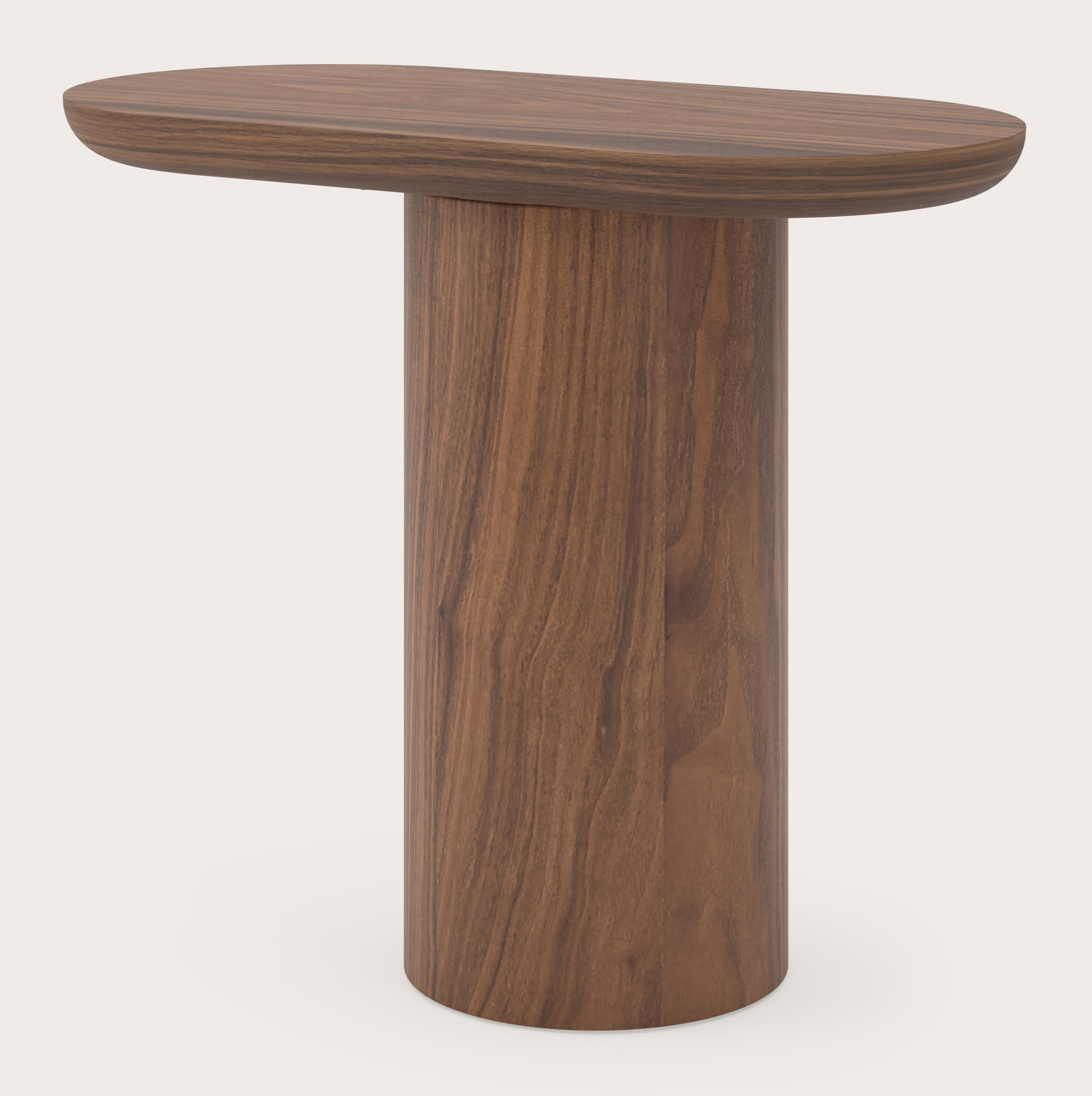 Bijzettafel Amato Rondo onderstel met plat ovaal Amato blad in walnoot 60 x 30 x 49 cm