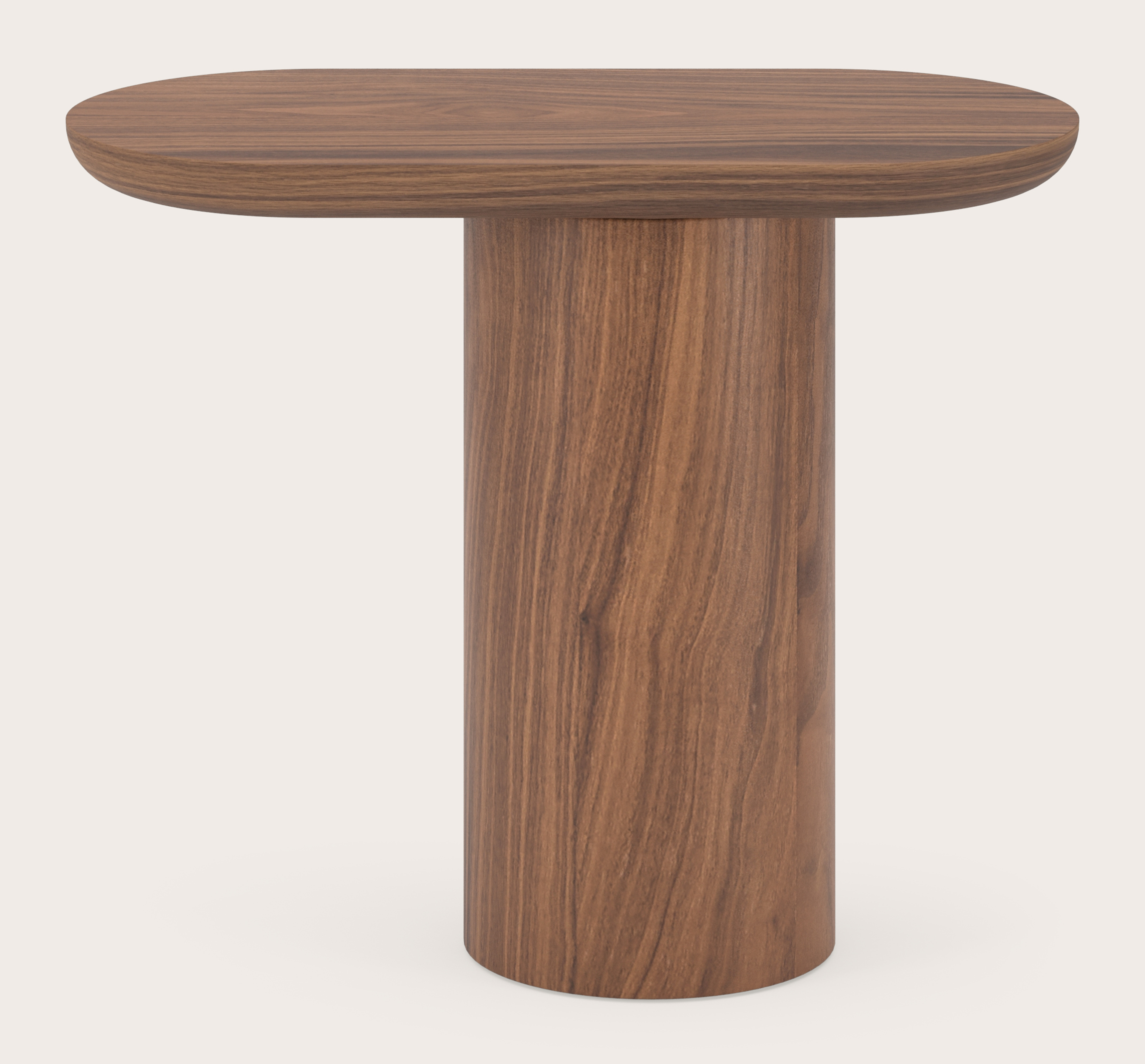 Bijzettafel Amato Rondo onderstel met plat ovaal Amato blad in walnoot 60 x 30 x 49 cm