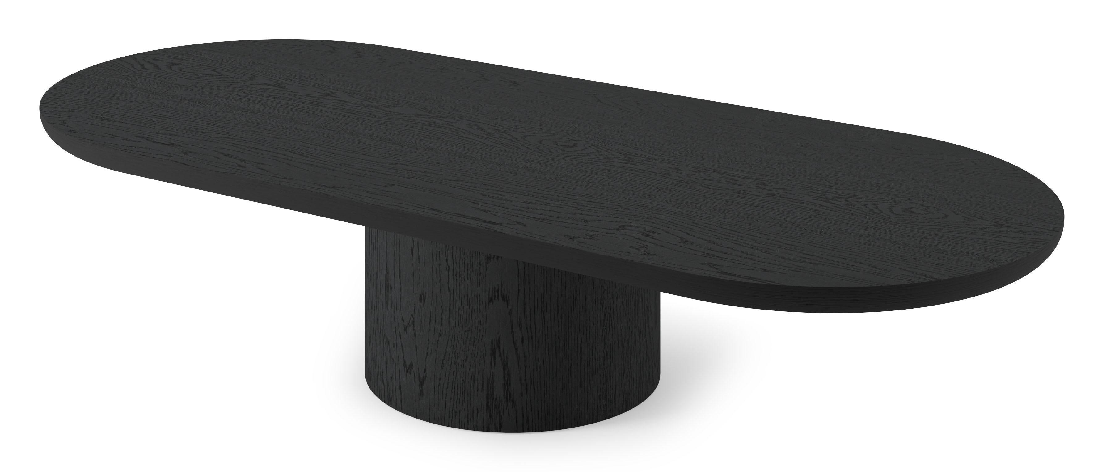 Salontafel Amato Rondo onderstel met plat ovaal Amato blad in zwarte eik 140 x 60 x 29 cm