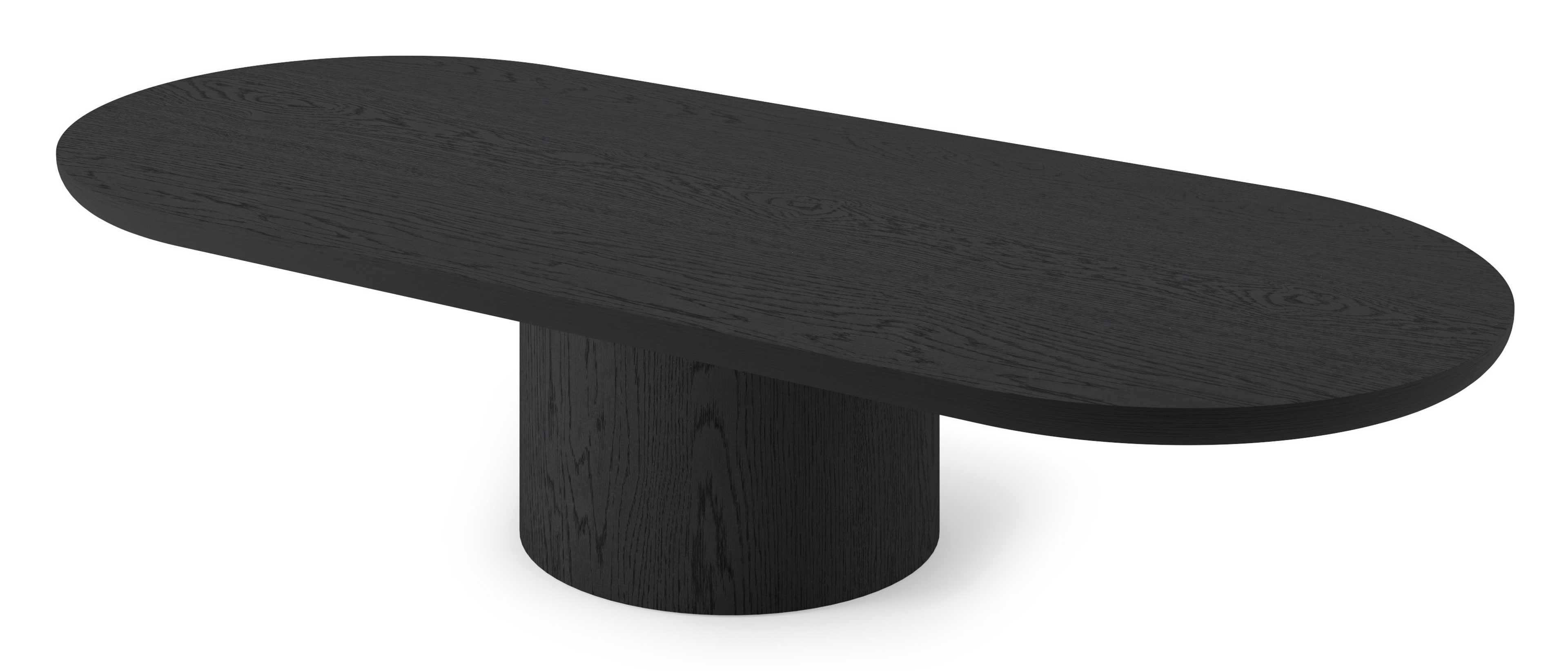 Table basse Amato Rondo armature avec plateau Amato ovale plat en chêne noir 140 x 60 x 29 cm