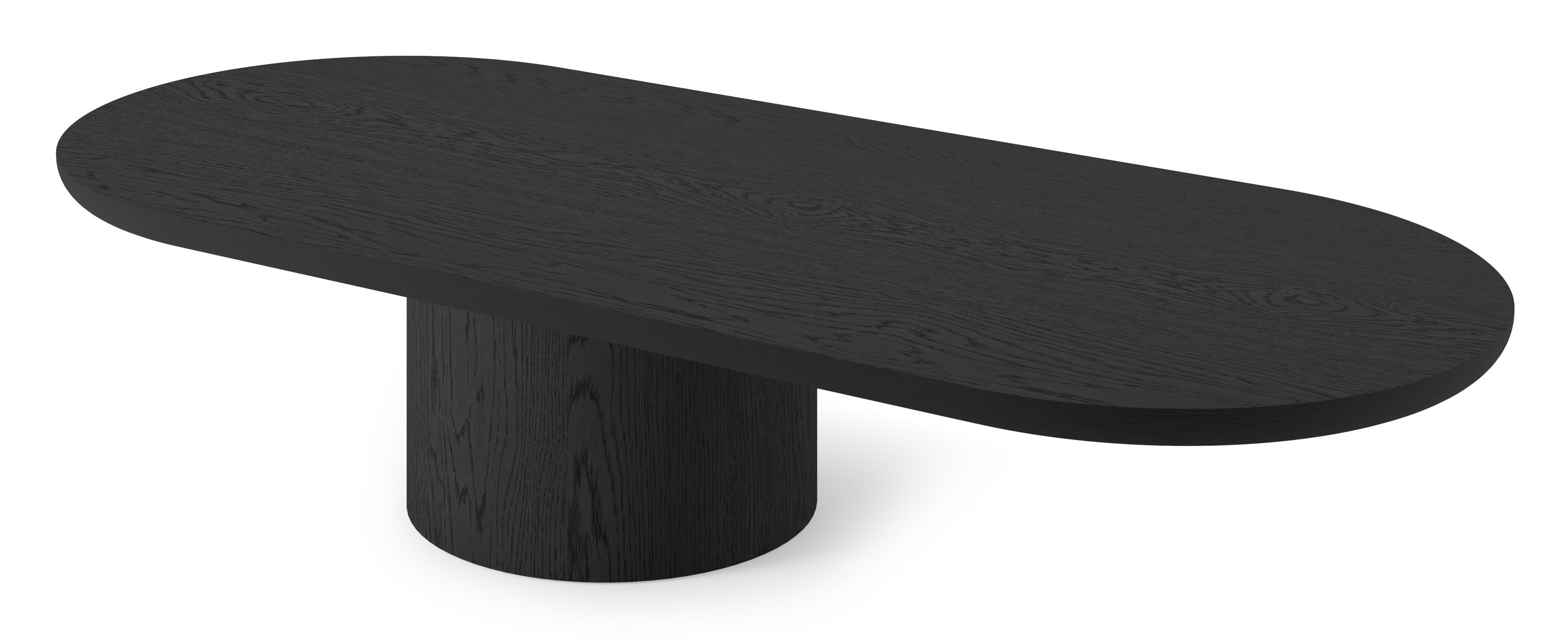 Table basse Amato Rondo armature avec plateau Amato ovale plat en chêne noir 140 x 60 x 29 cm