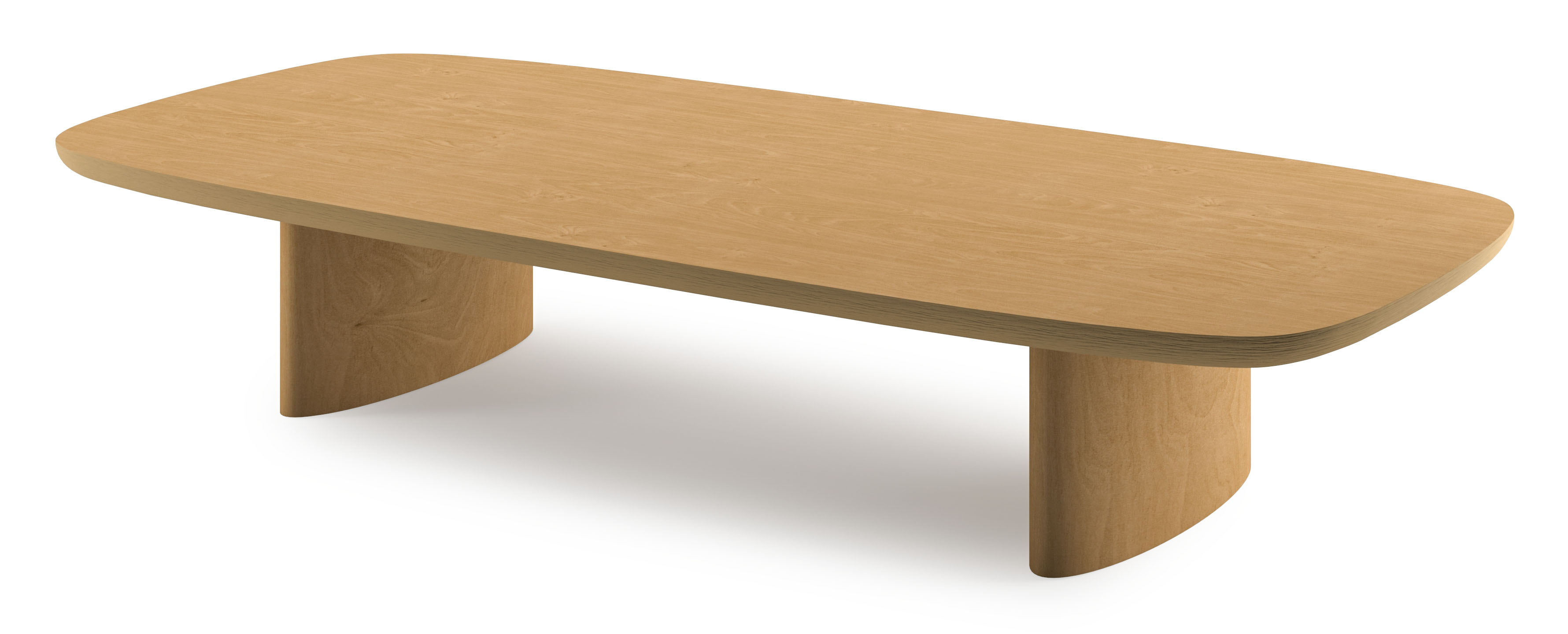 Salontafel Amato Ellipso onderstel met bootvormig Amato blad in natuurkleurige eik 160 x 75 x 29 cm