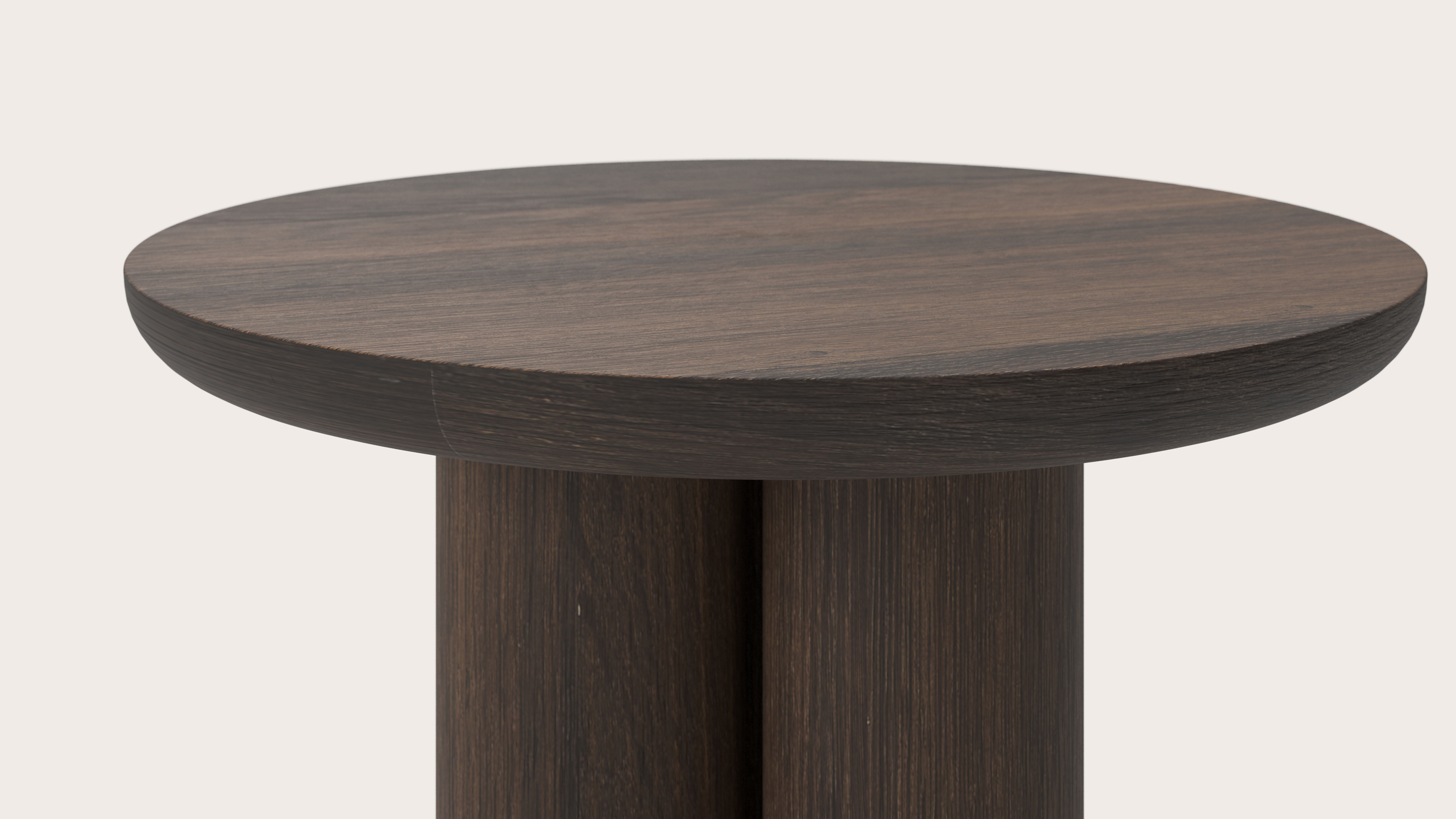 Bijzettafel Amato Rondo XSmall onderstel met rond Amato blad in gerookte eik Ø 50 x 34 cm