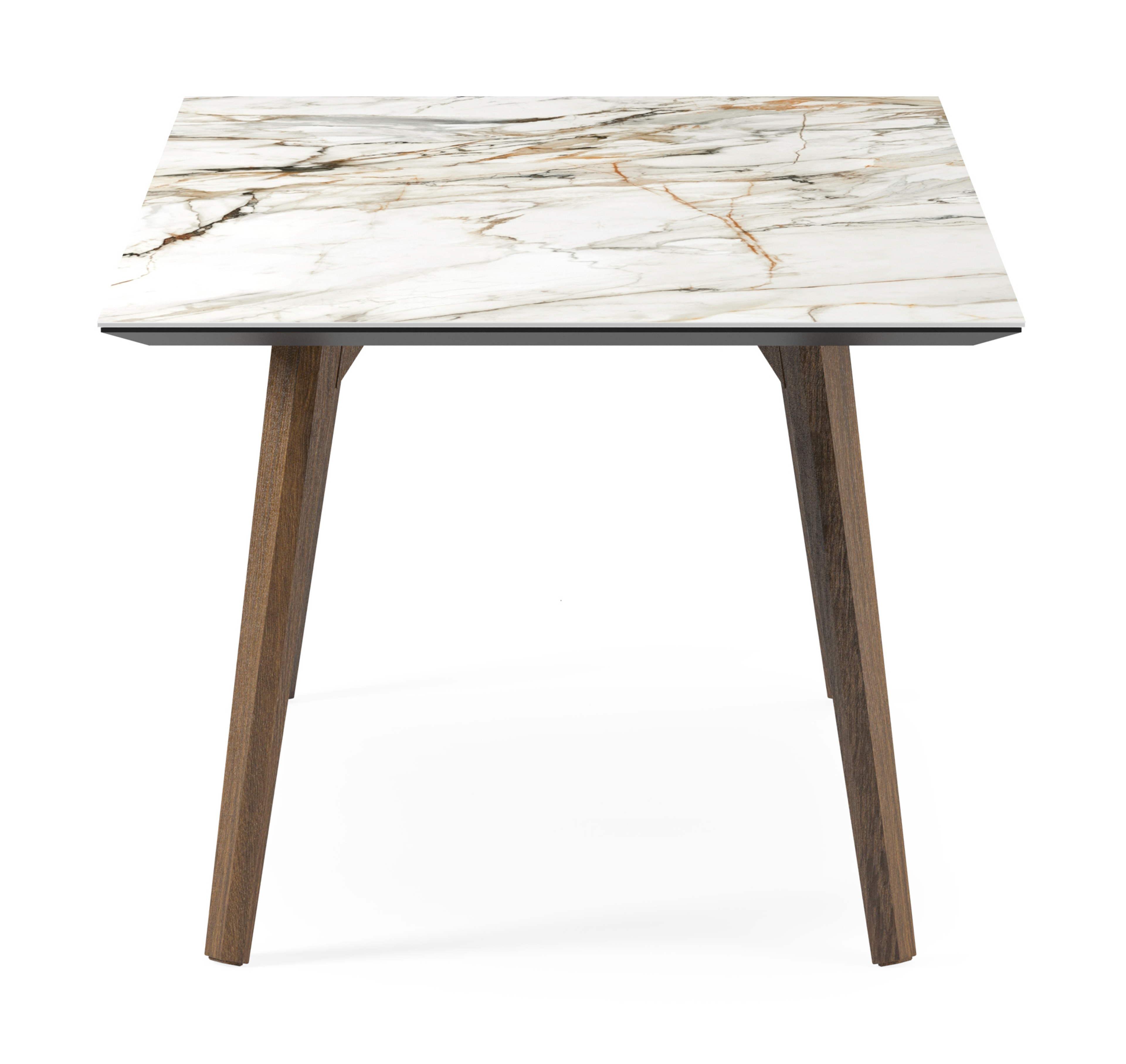 Eettafel Clino onderstel in gerookte eik met rechthoekig volkeramisch Ceramo blad in kleur Calacatta Luxe 180 x 90 x 77 cm