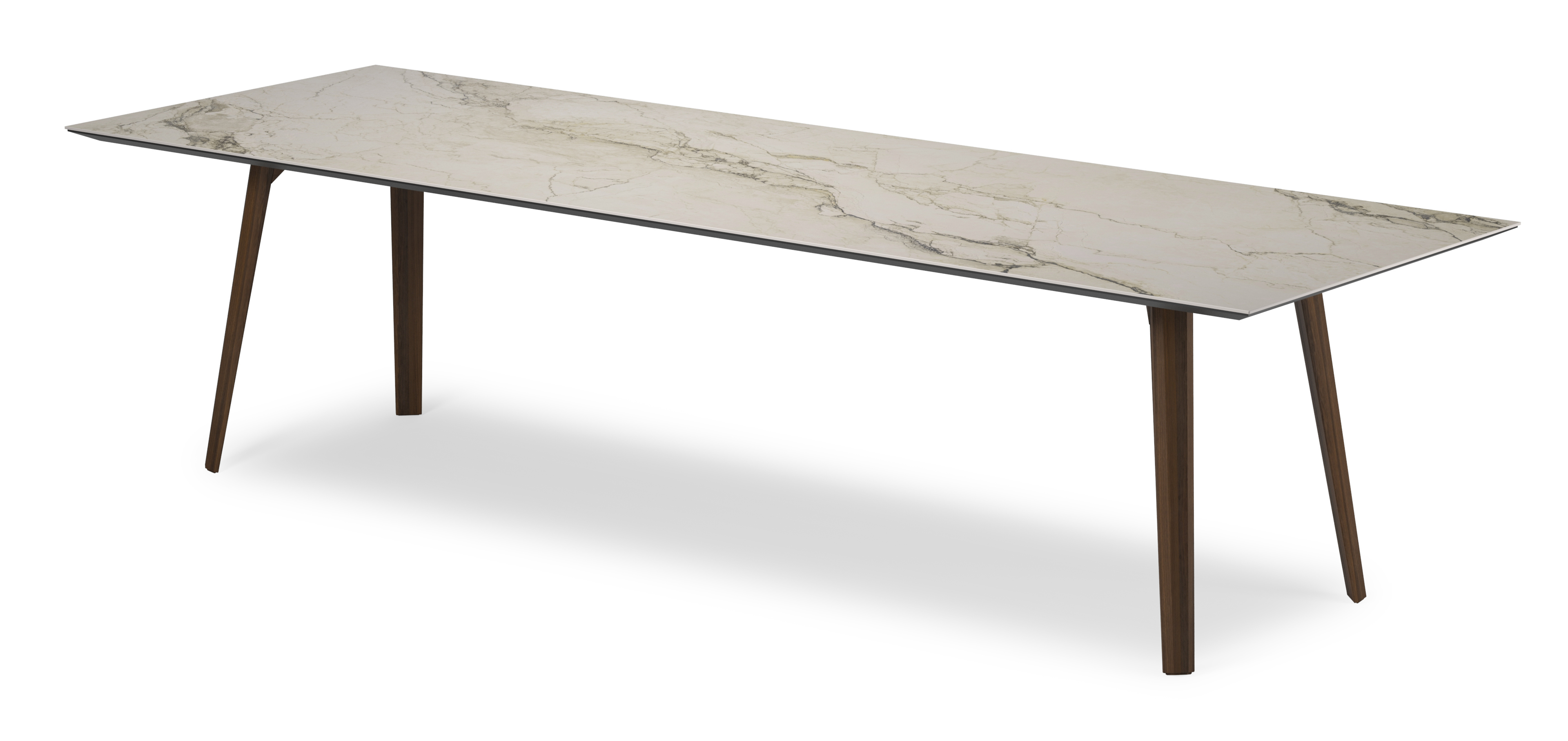 Eettafel Clino onderstel in gerookte eik met rechthoekig volkeramisch Ceramo blad in kleur Colorado Dunes 300 x 110 x 77 cm