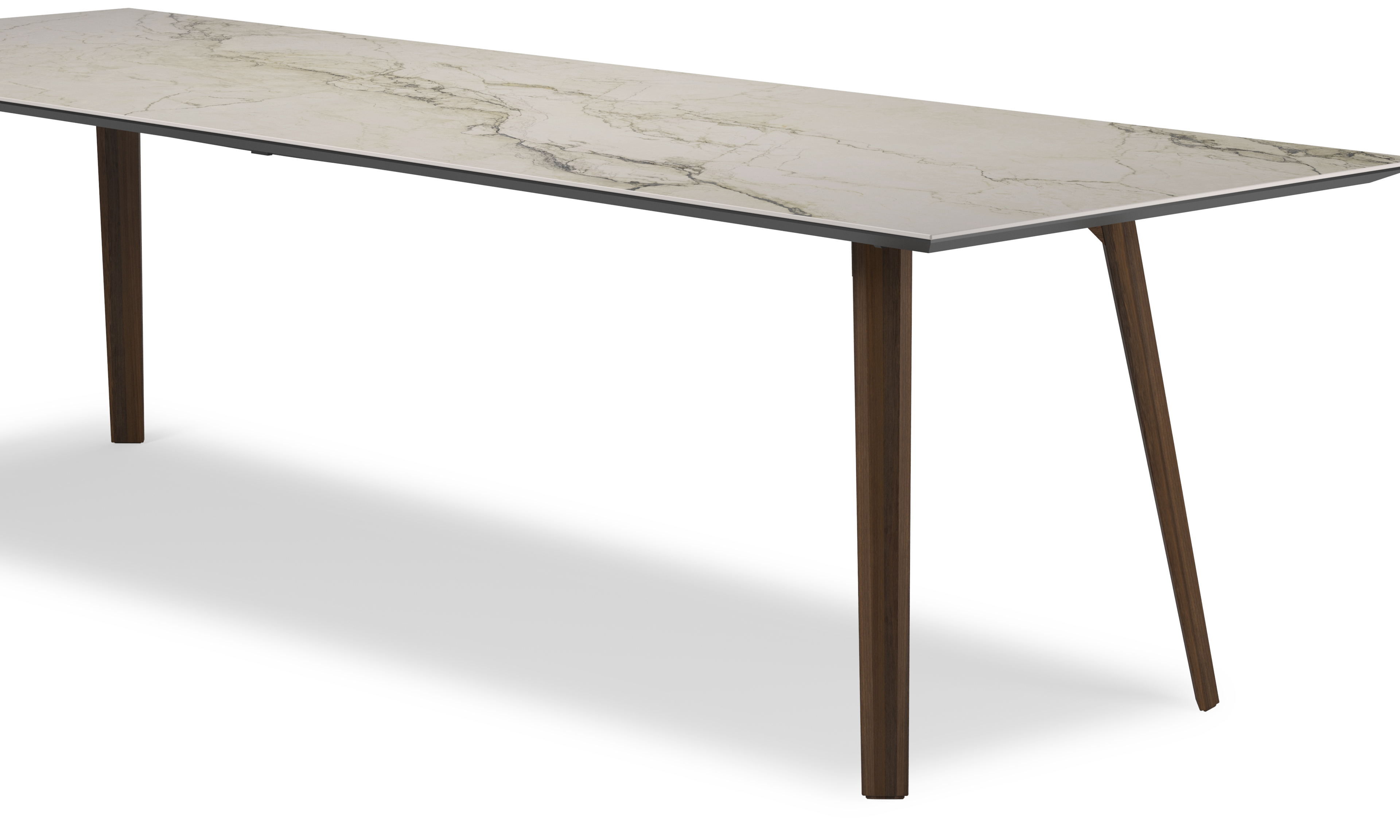 Eettafel Clino onderstel in gerookte eik met rechthoekig volkeramisch Ceramo blad in kleur Colorado Dunes 300 x 110 x 77 cm