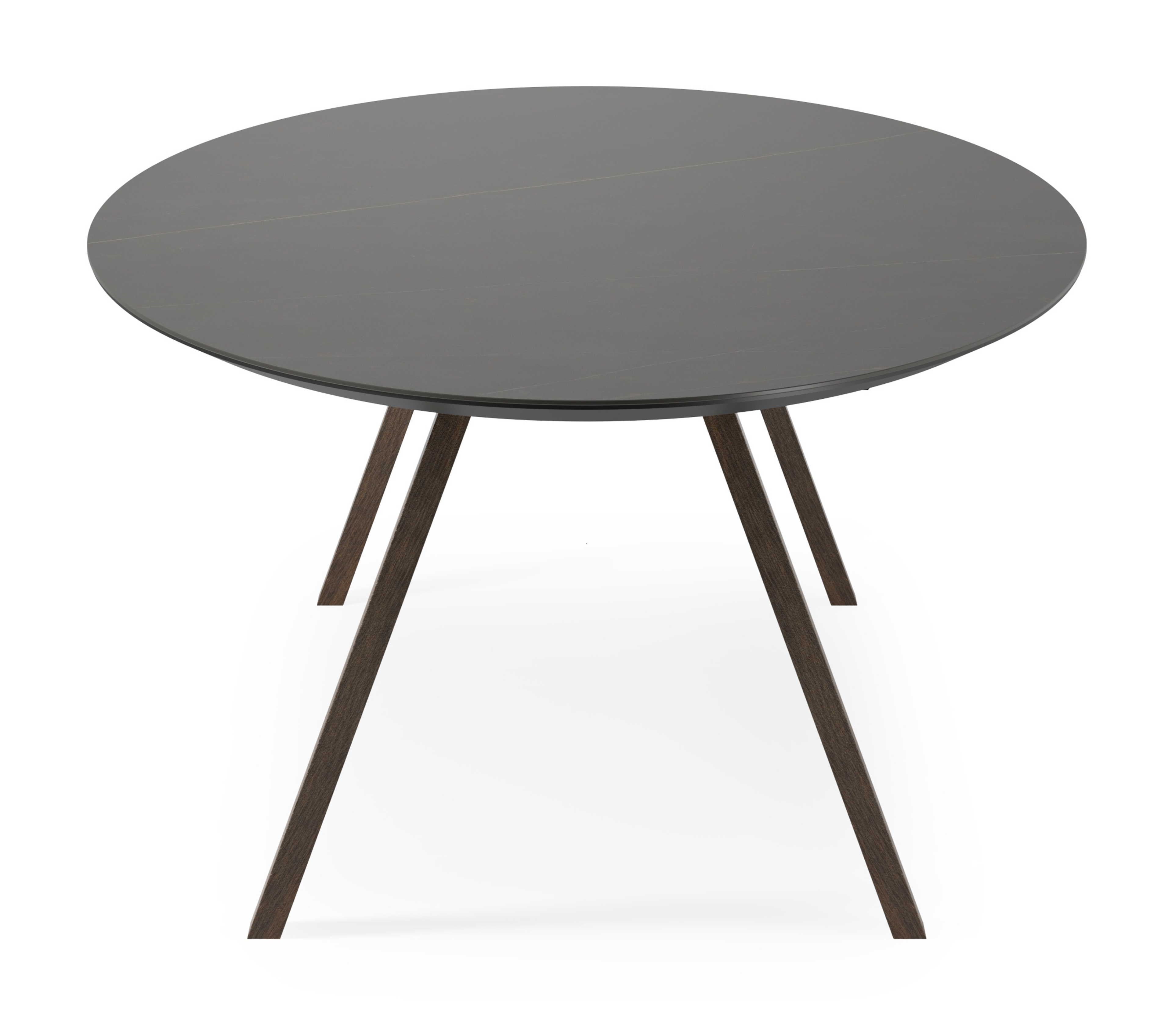 Table de salle à manger Tiendo armature en chêne fumé avec plateau Ceramo ovale en céramique en couleur Calatorao 300 x 140 x 77 cm