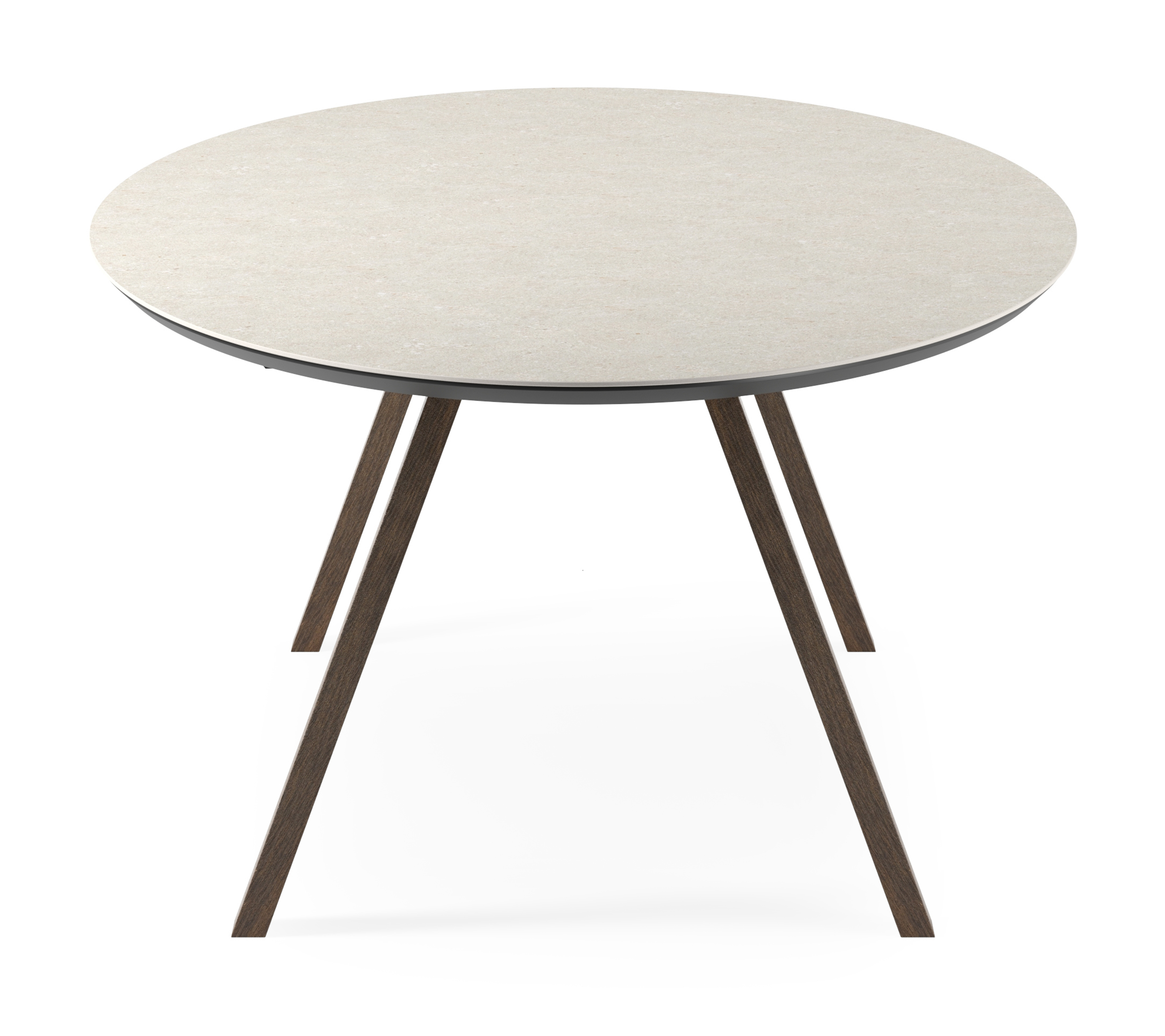 Eettafel Tiendo onderstel in gerookte eik met ovaal volkeramisch Ceramo blad in kleur Shilin 260 x 130 x 77 cm