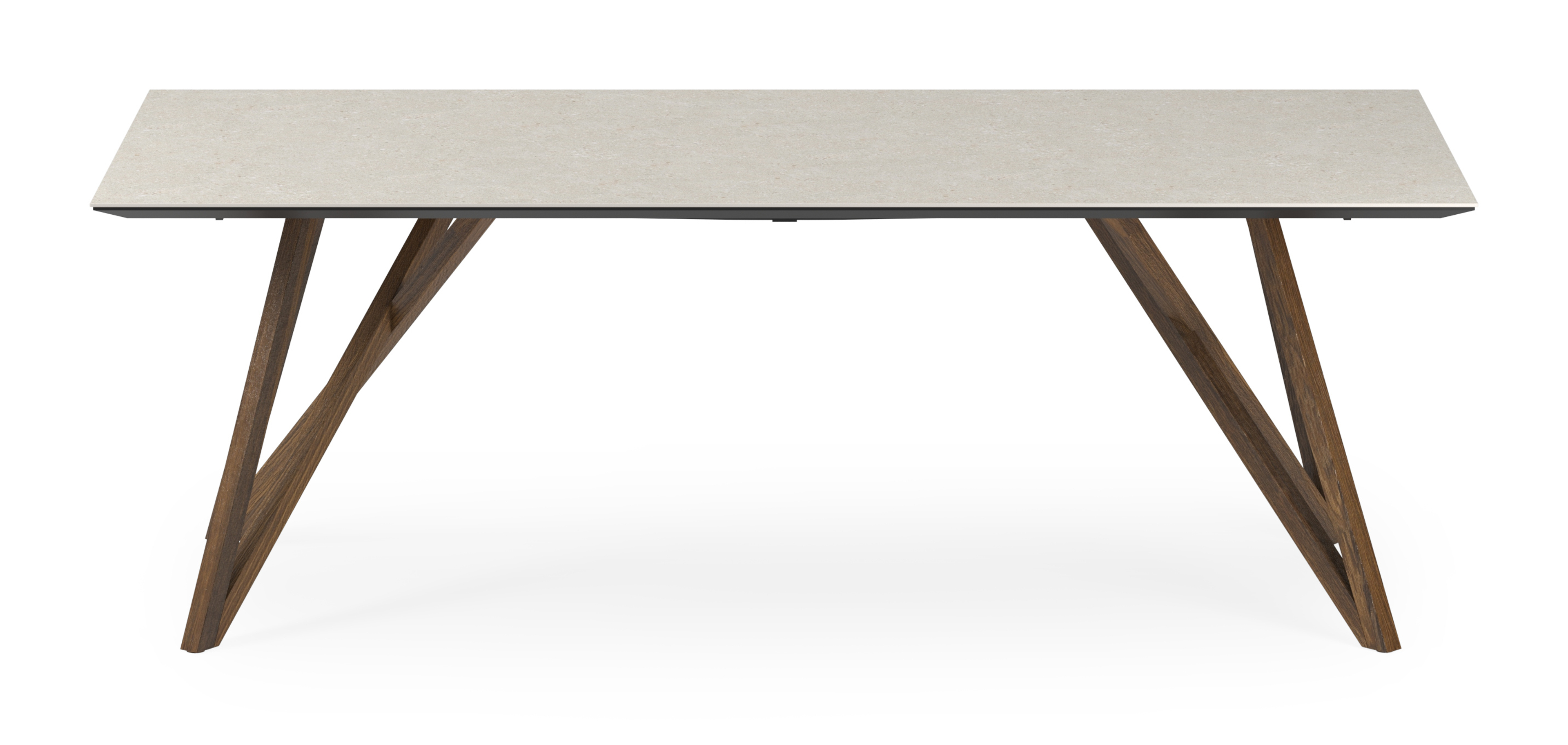 Eettafel Ragno onderstel in gerookte eik met rechthoekig volkeramisch Ceramo blad in kleur Shilin 220 x 100 x 77 cm