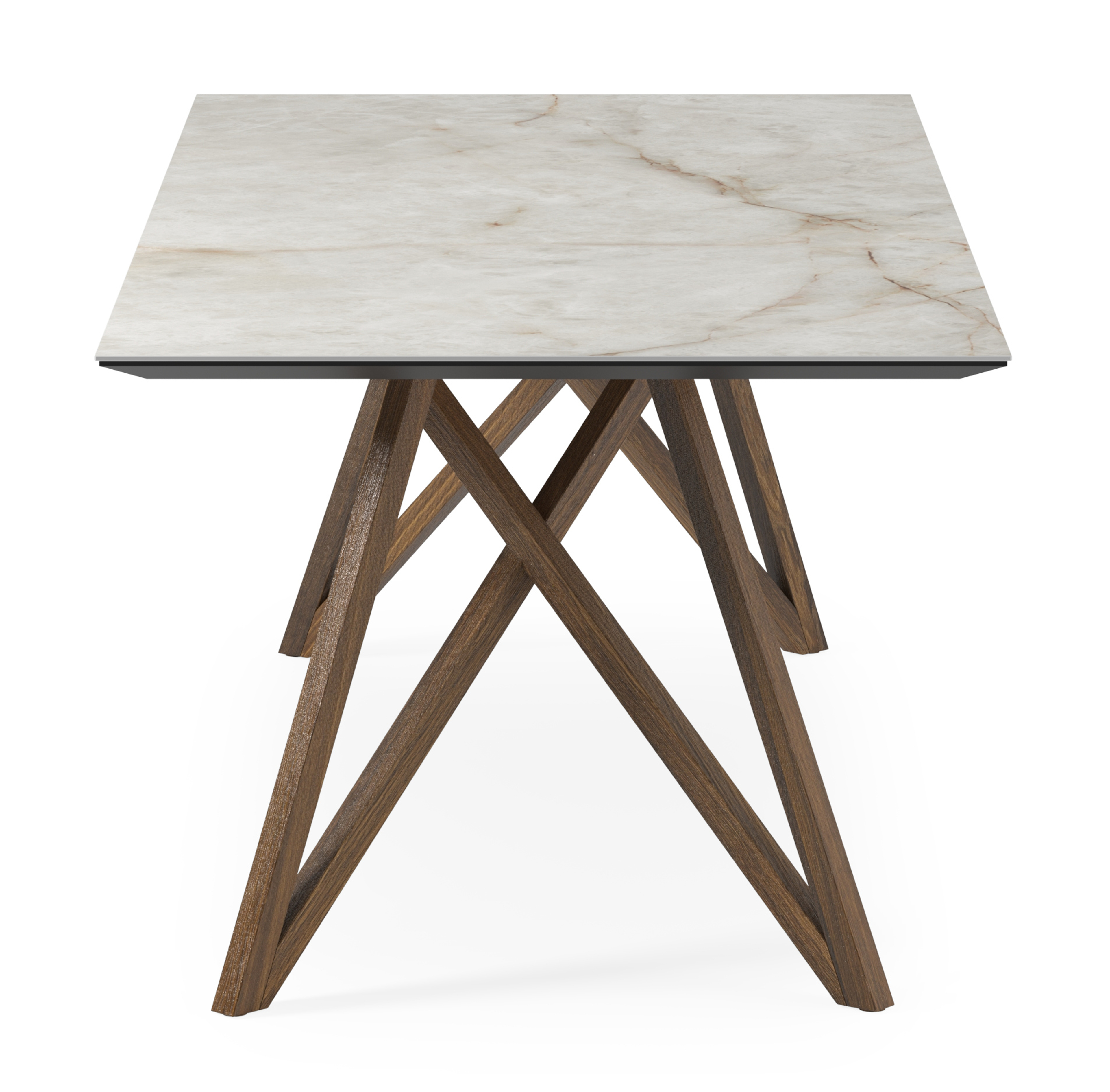 Table de salle à manger Ragno armature en chêne fumé avec plateau Ceramo rectangulaire en céramique en couleur Himalaya 220 x 100 x 77 cm