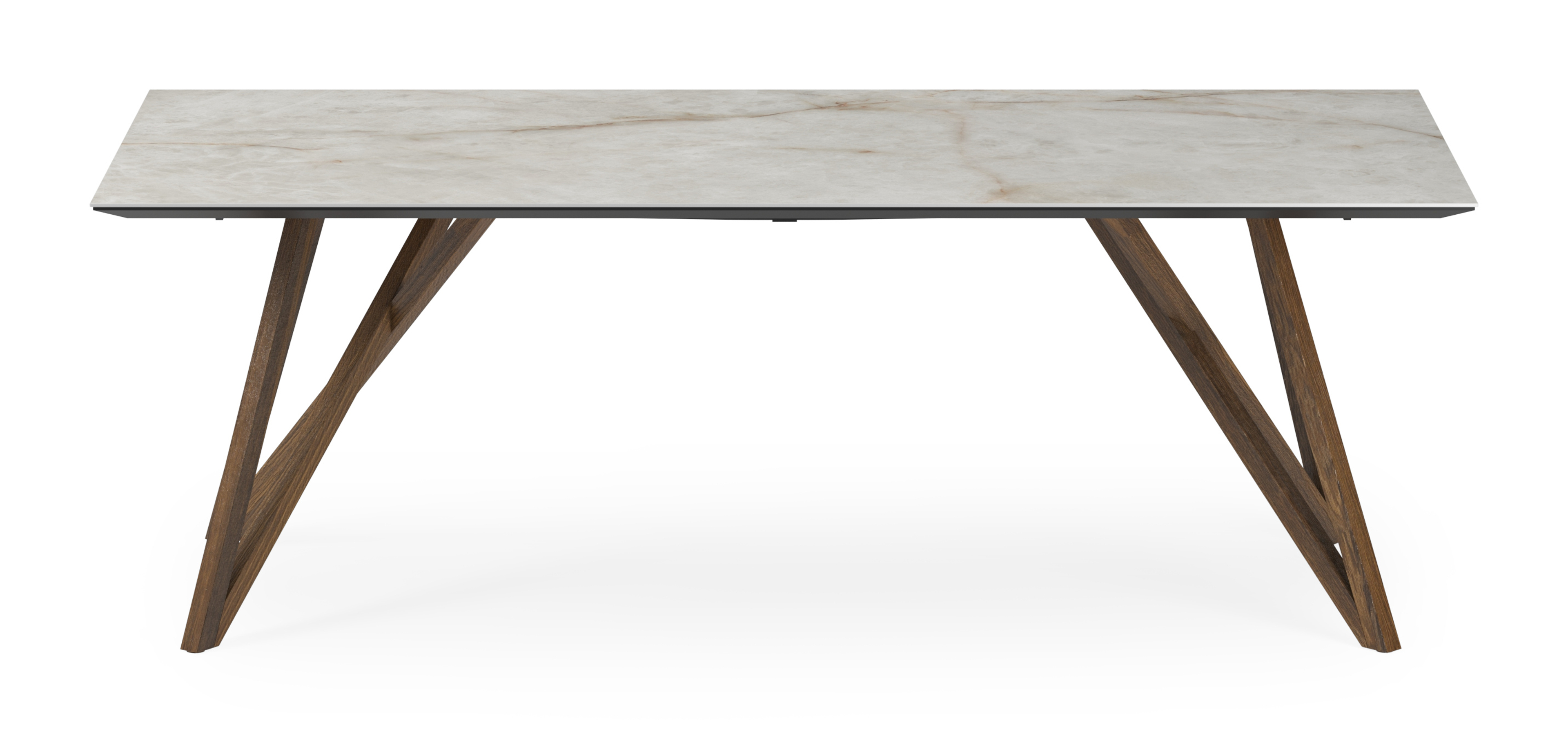 Table de salle à manger Ragno armature en chêne fumé avec plateau Ceramo rectangulaire en céramique en couleur Himalaya 220 x 100 x 77 cm