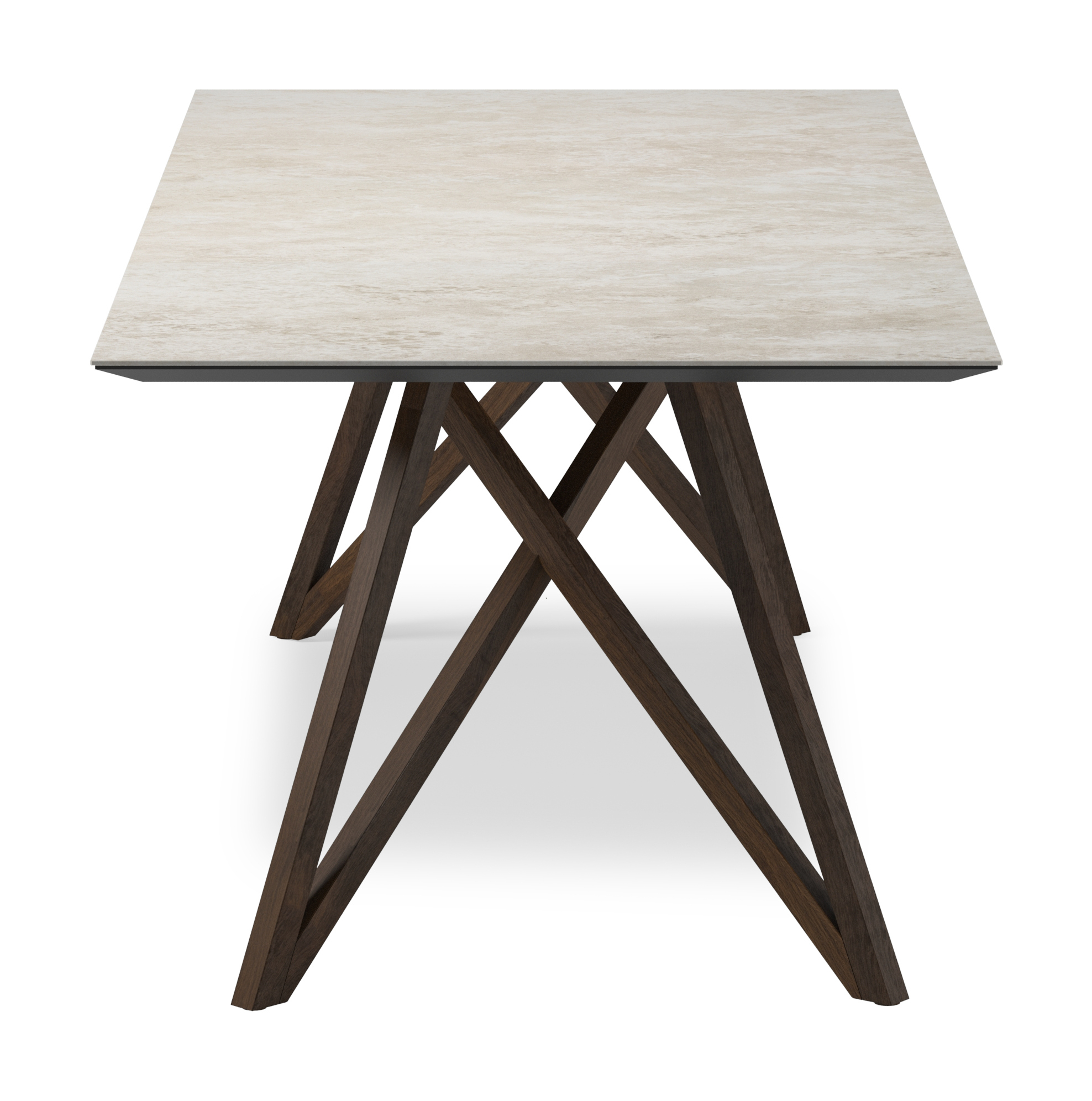 Eettafel Ragno onderstel in gerookte eik met rechthoekig volkeramisch Ceramo blad in kleur Rapolano 220 x 100 x 77 cm