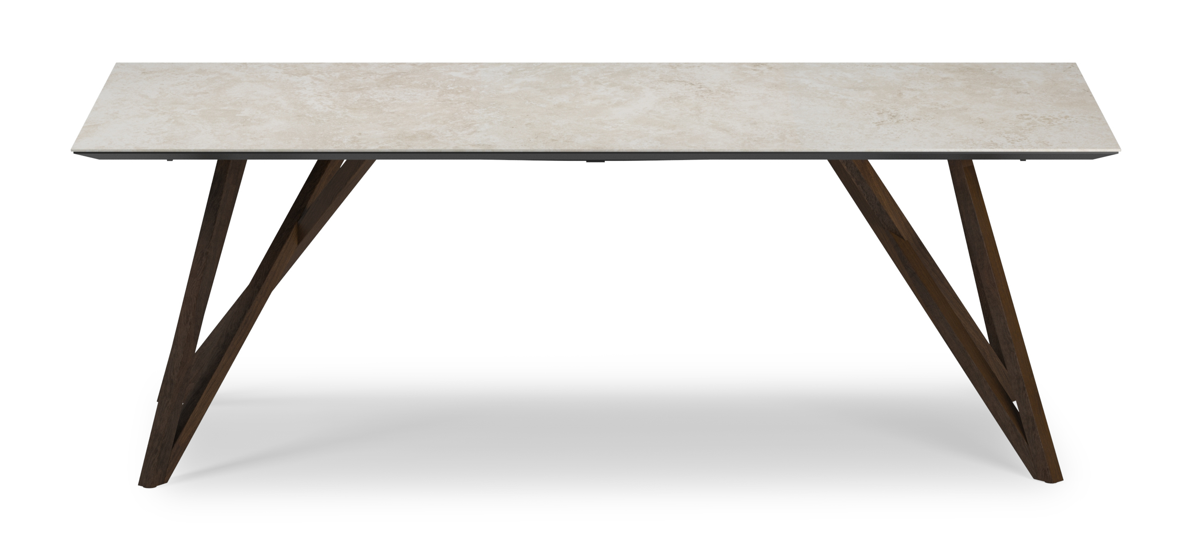 Eettafel Ragno onderstel in gerookte eik met rechthoekig volkeramisch Ceramo blad in kleur Rapolano 220 x 100 x 77 cm