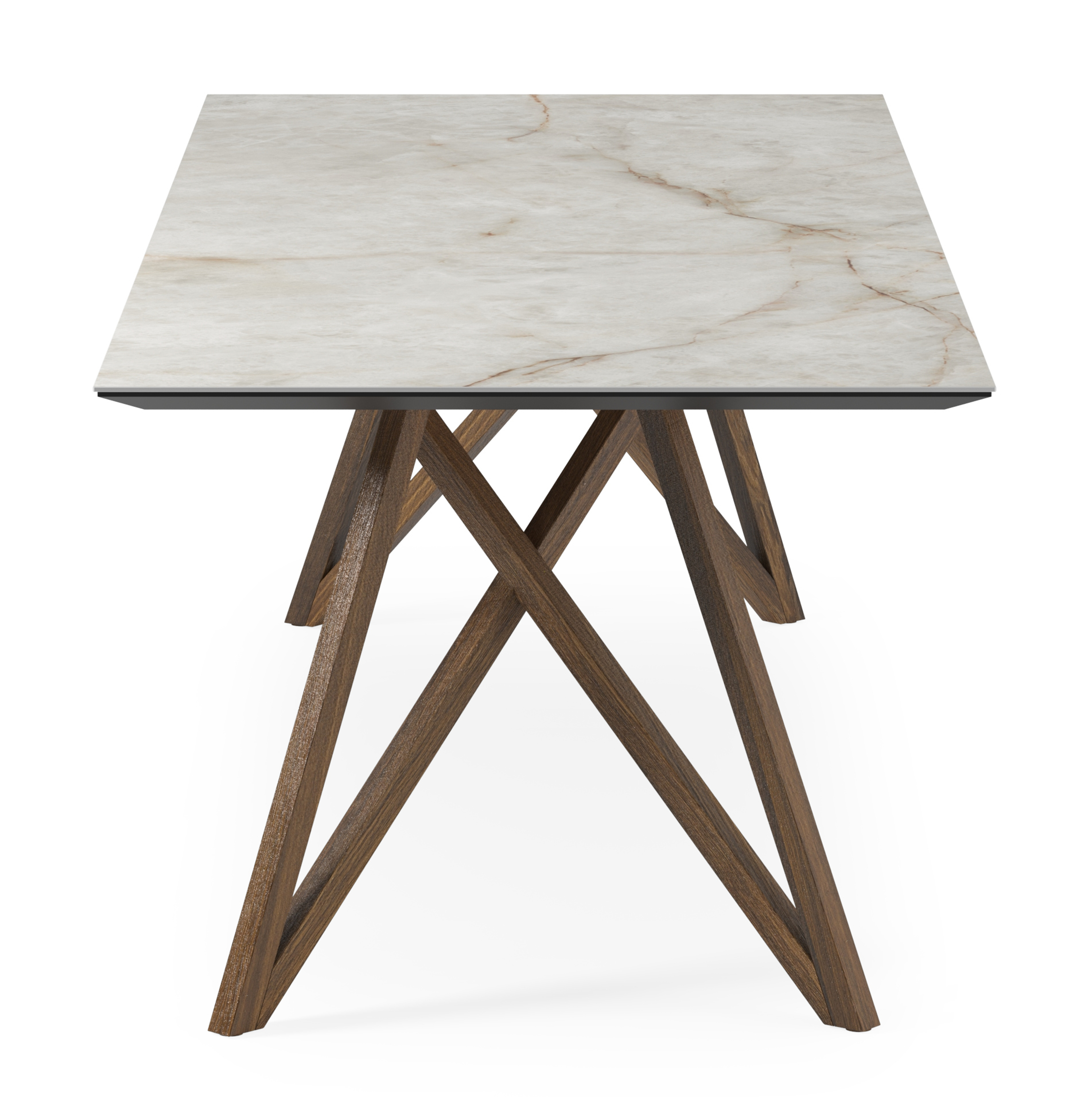 Table de salle à manger Ragno armature en chêne fumé avec plateau Ceramo rectangulaire en céramique en couleur Himalaya 260 x 100 x 77 cm