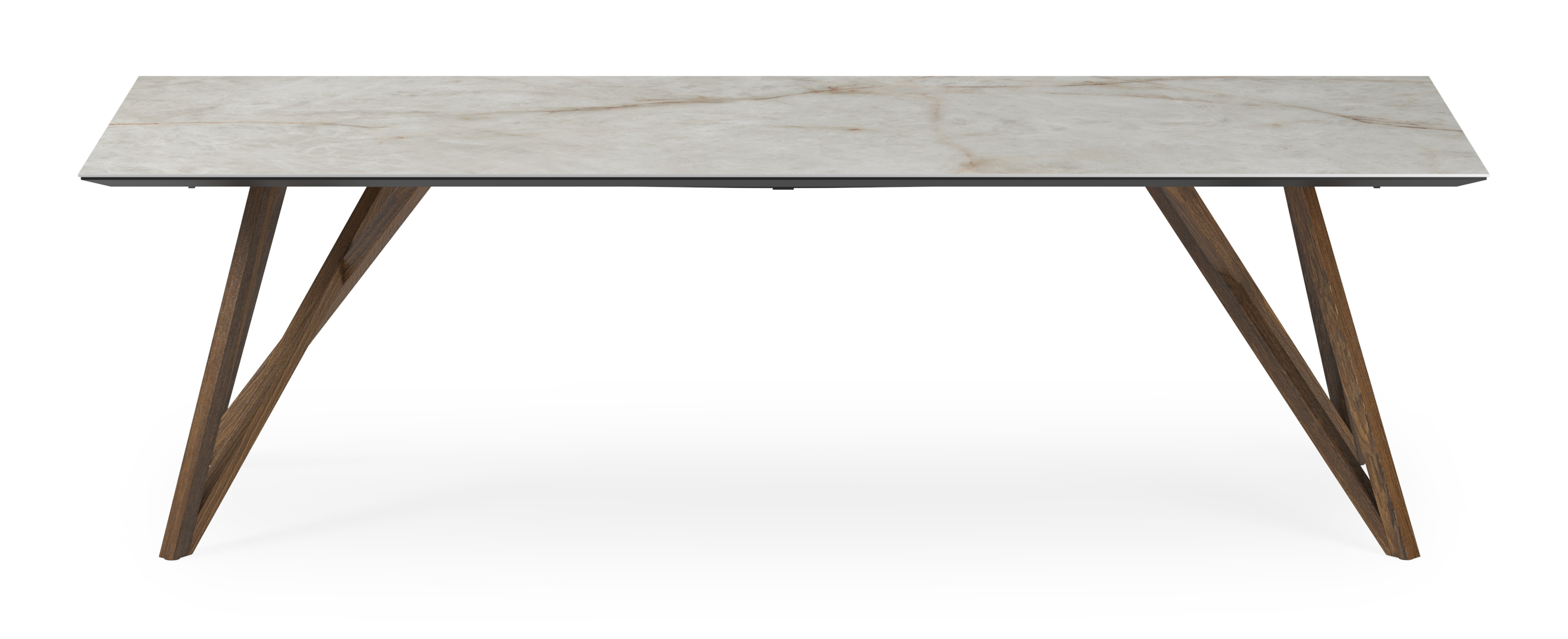 Table de salle à manger Ragno armature en chêne fumé avec plateau Ceramo rectangulaire en céramique en couleur Himalaya 260 x 100 x 77 cm
