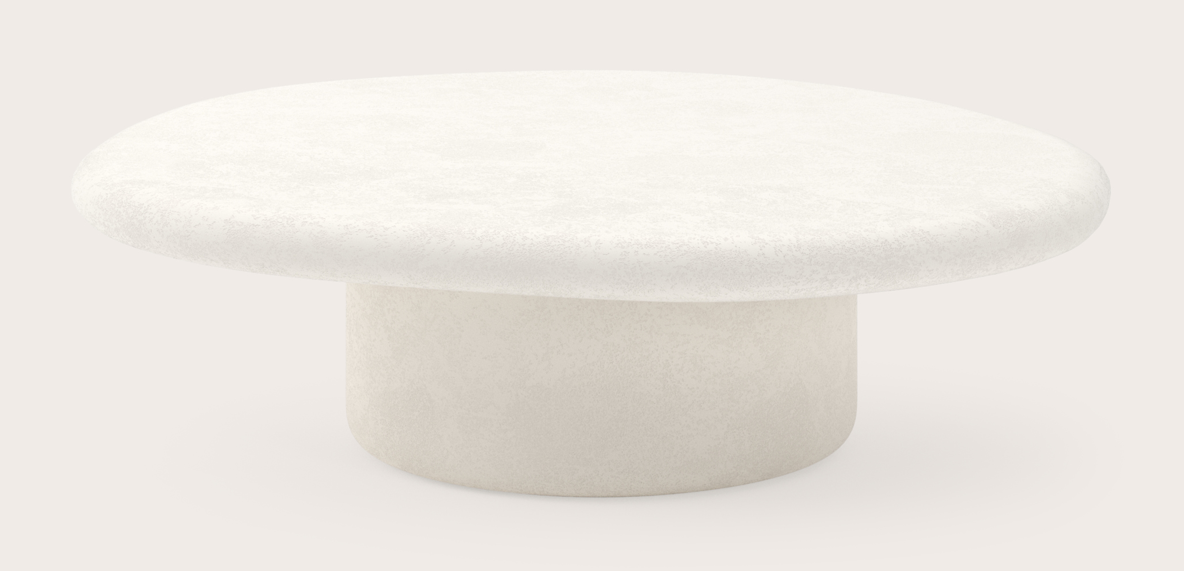 Salontafel Artisano XLarge onderstel met pebblevormig Artisano blad in Claylime kleur