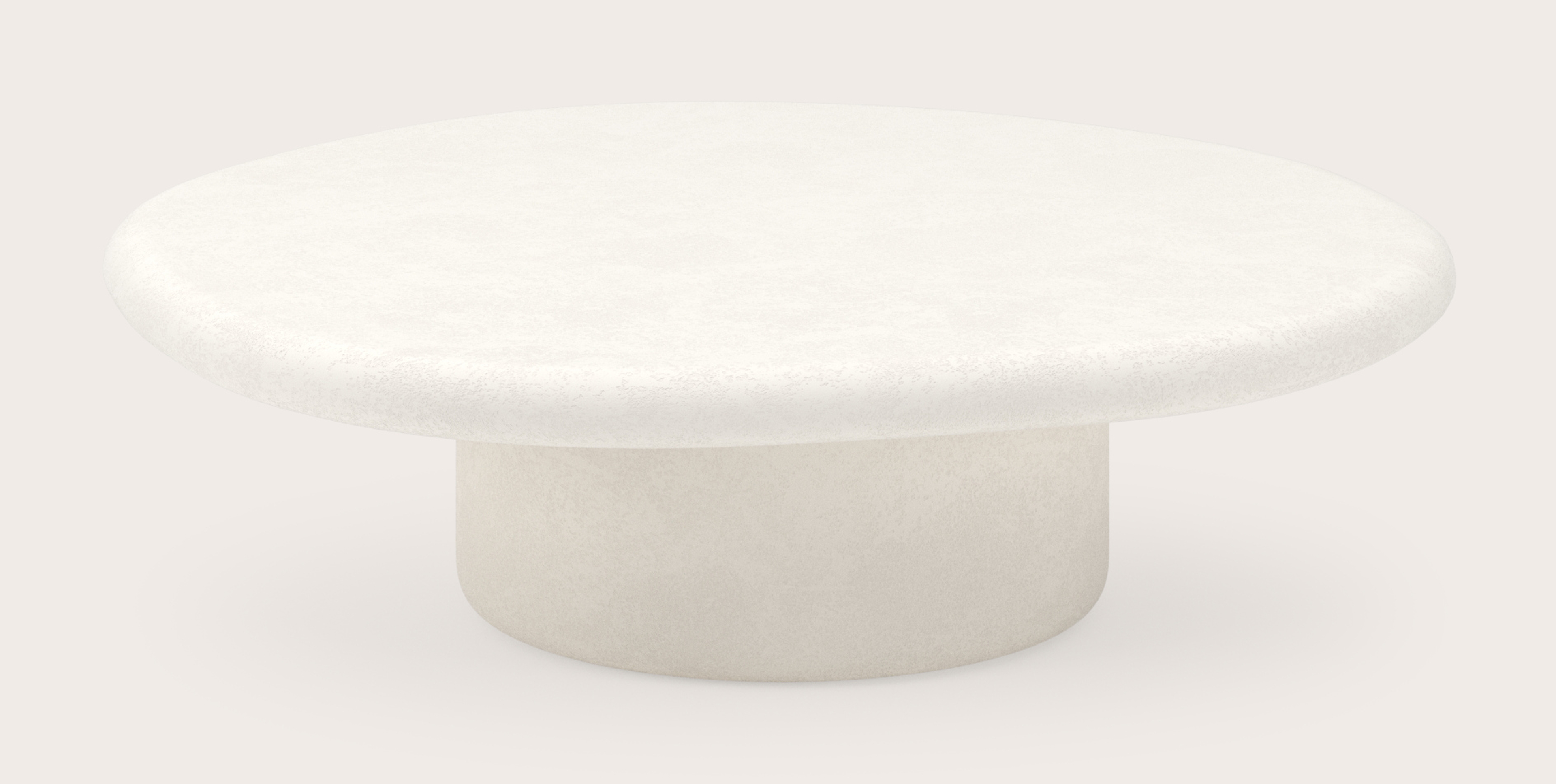 Salontafel Artisano XLarge onderstel met pebblevormig Artisano blad in Claylime kleur
