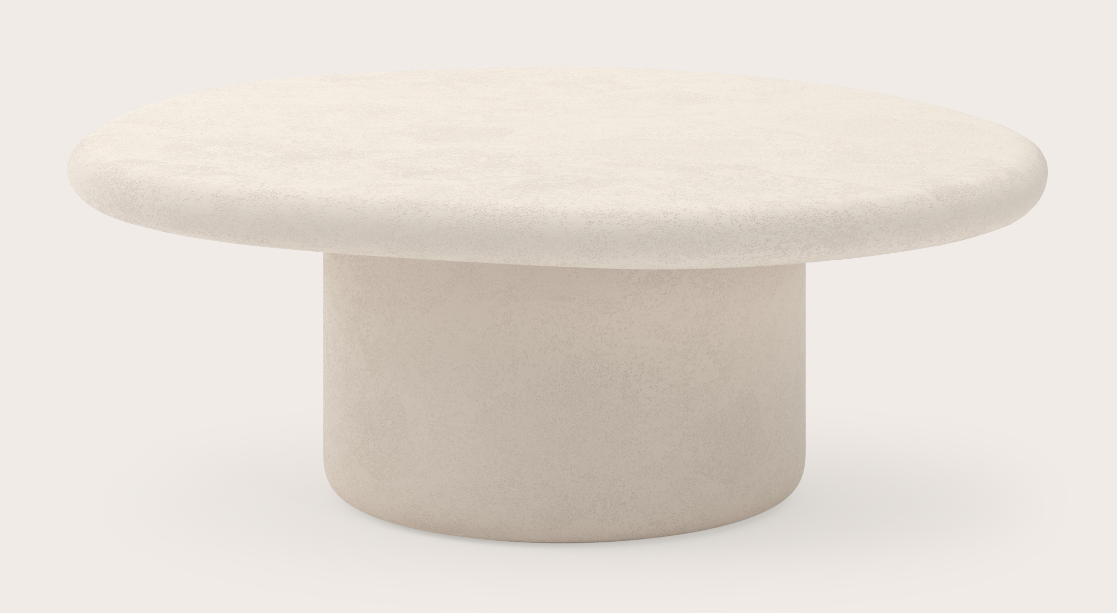 Salontafel Artisano XLarge onderstel met pebblevormig Artisano blad in Claylime kleur