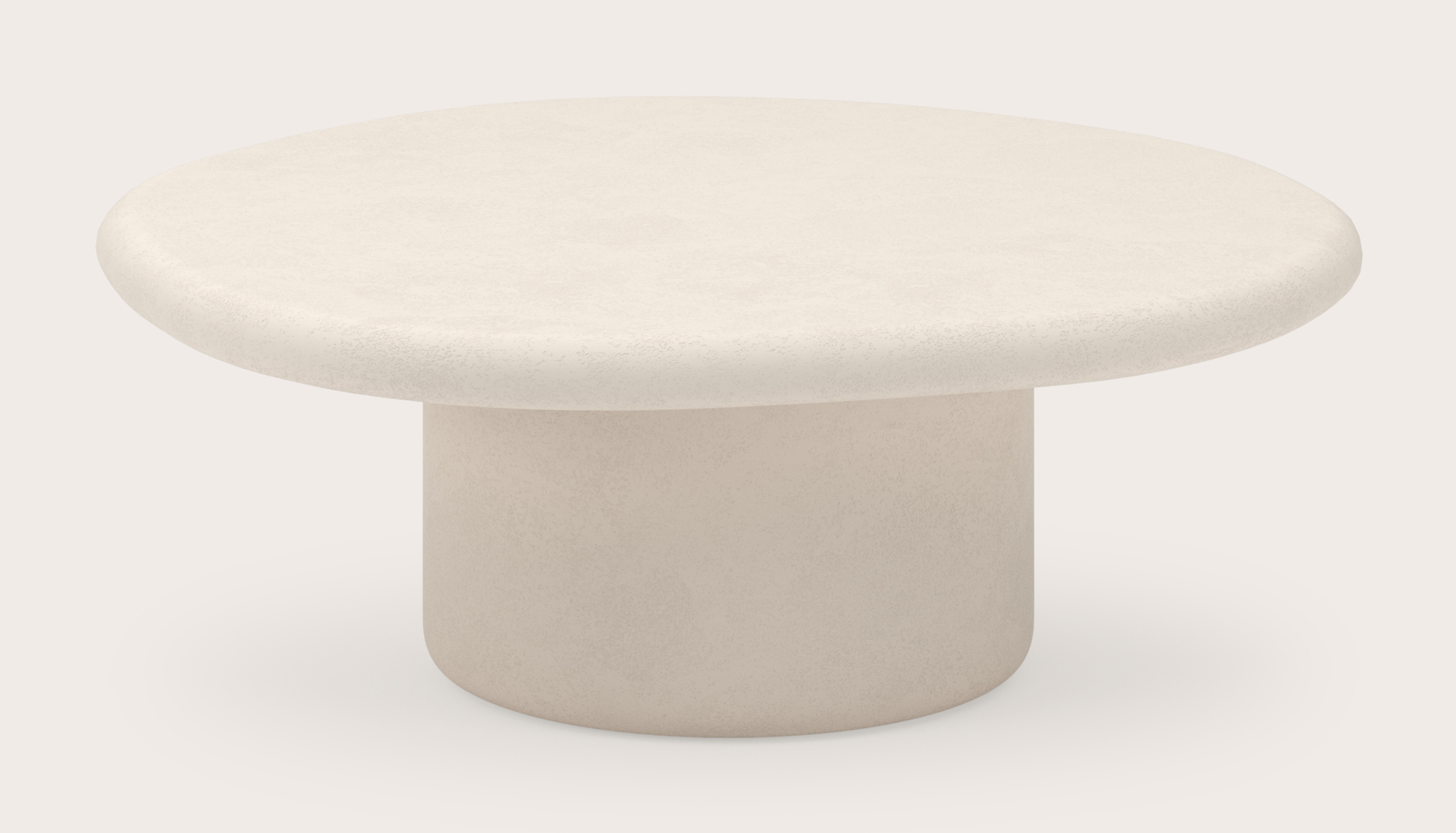 Salontafel Artisano XLarge onderstel met pebblevormig Artisano blad in Claylime kleur