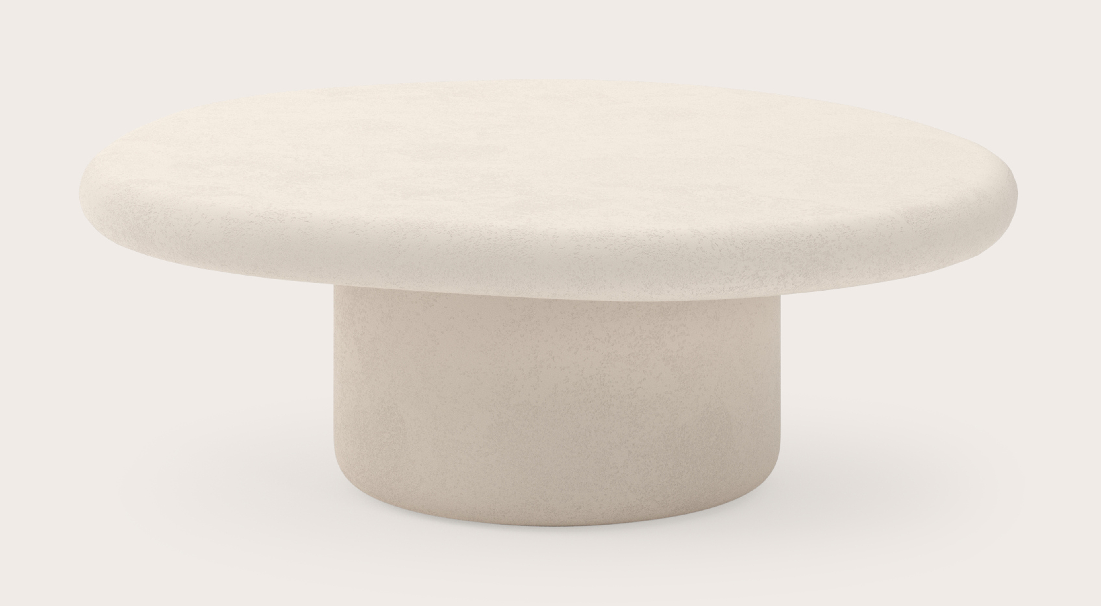 Table basse Artisano armature Large avec plateau Artisano forme pebble en Claylime couleur Eggshell