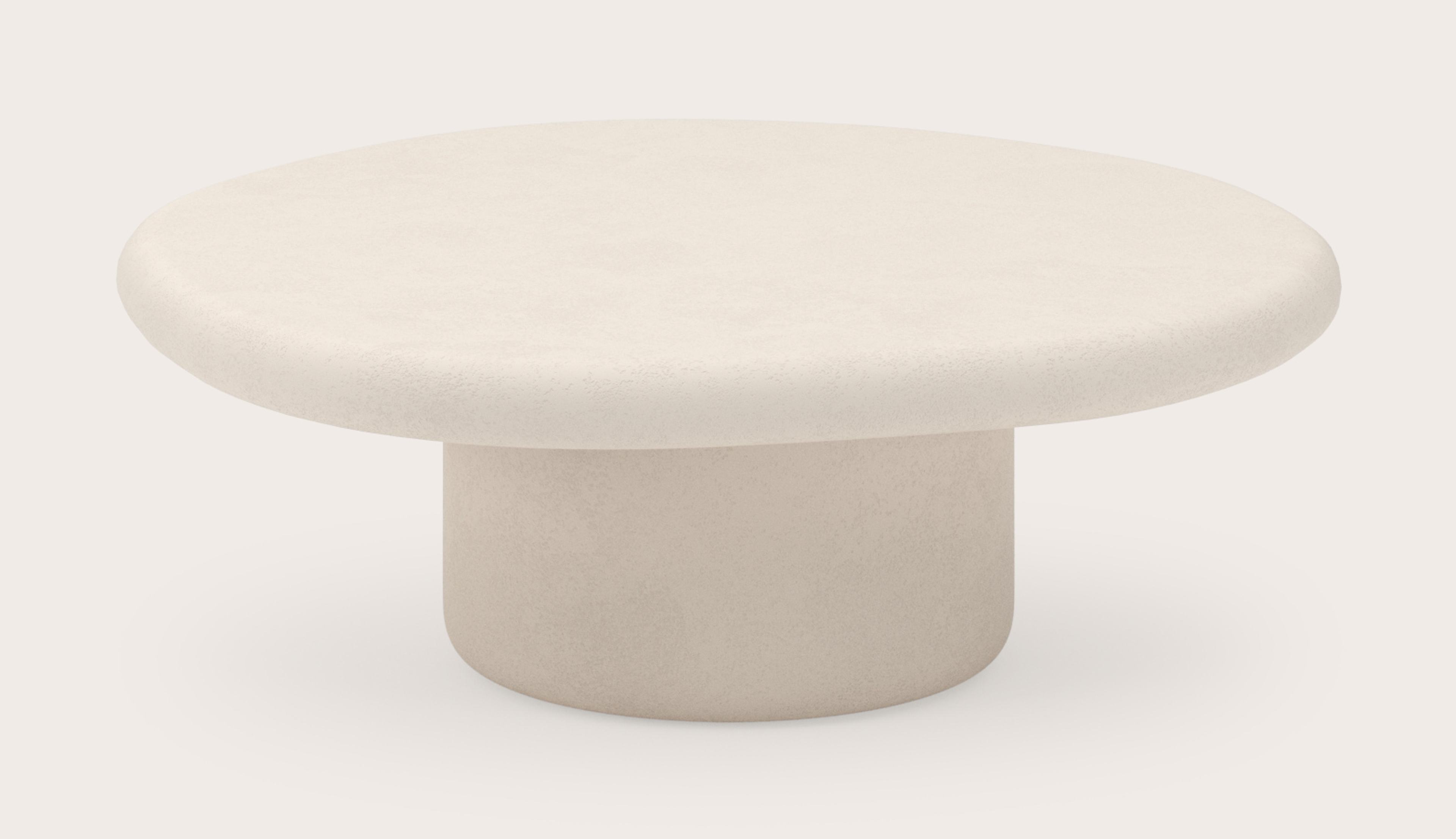 Table basse Artisano armature Large avec plateau Artisano forme pebble en Claylime couleur Eggshell