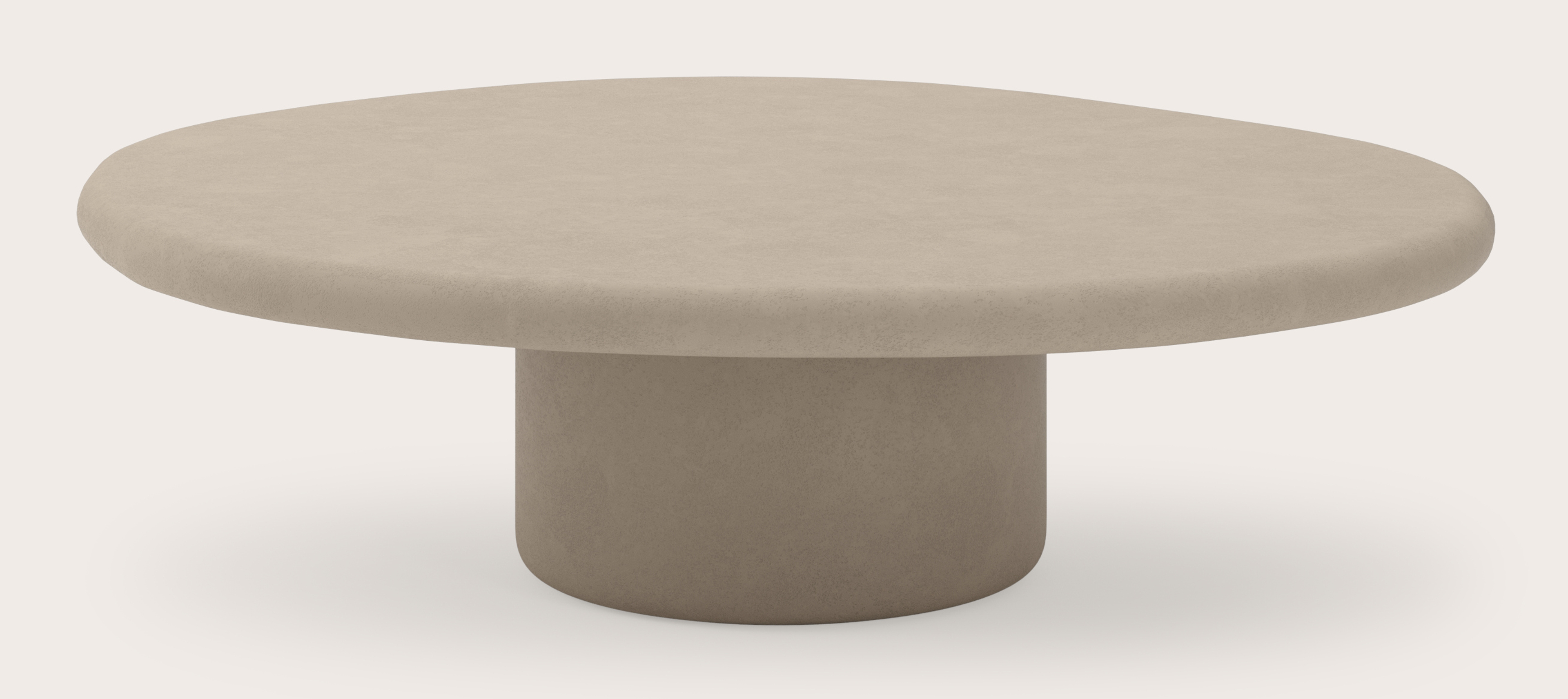 Table basse Artisano armature XL avec plateau Artisano forme pebble en Claylime couleur Limestone
