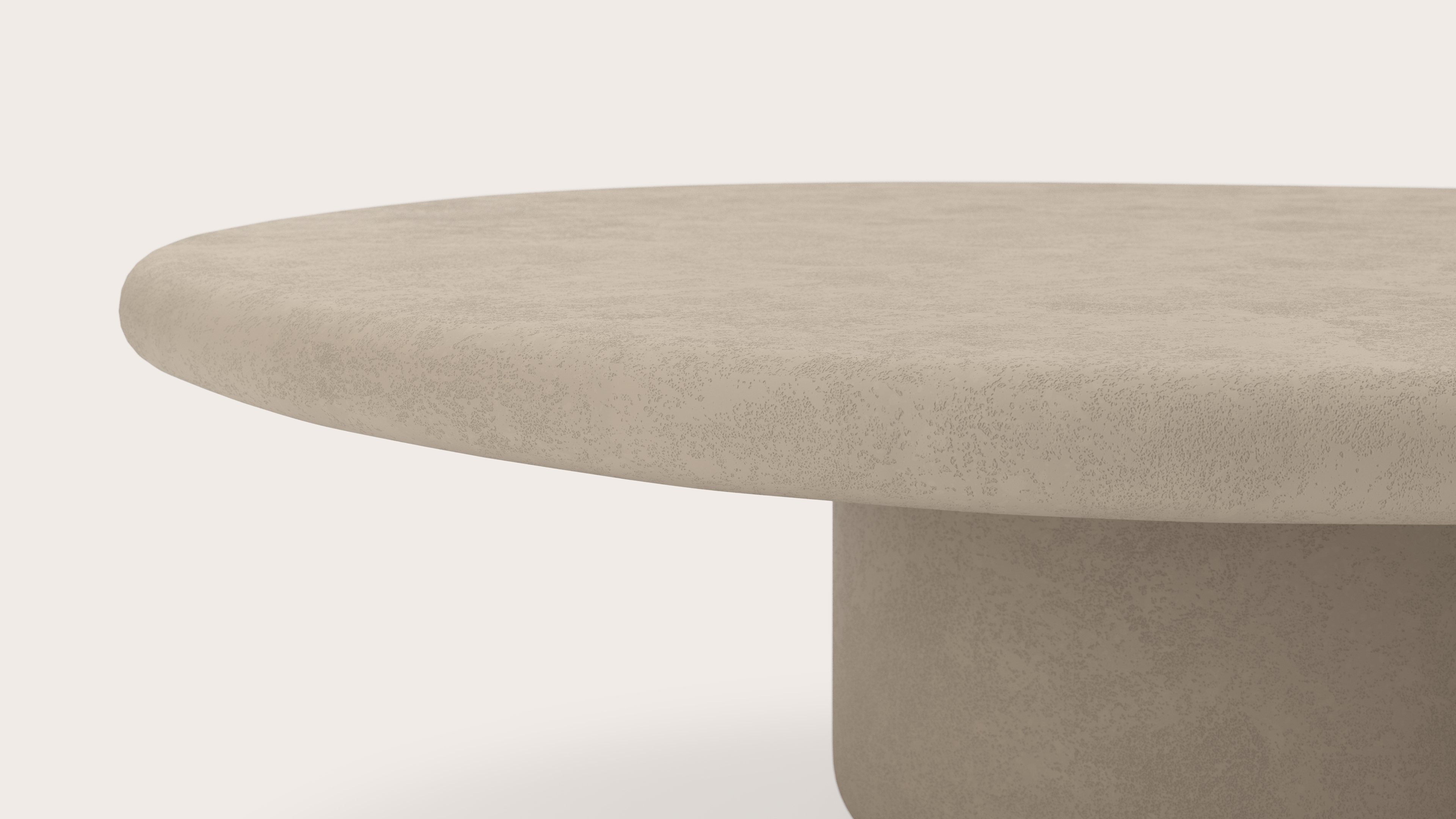 Table basse Artisano armature XL avec plateau Artisano forme pebble en Claylime couleur Limestone