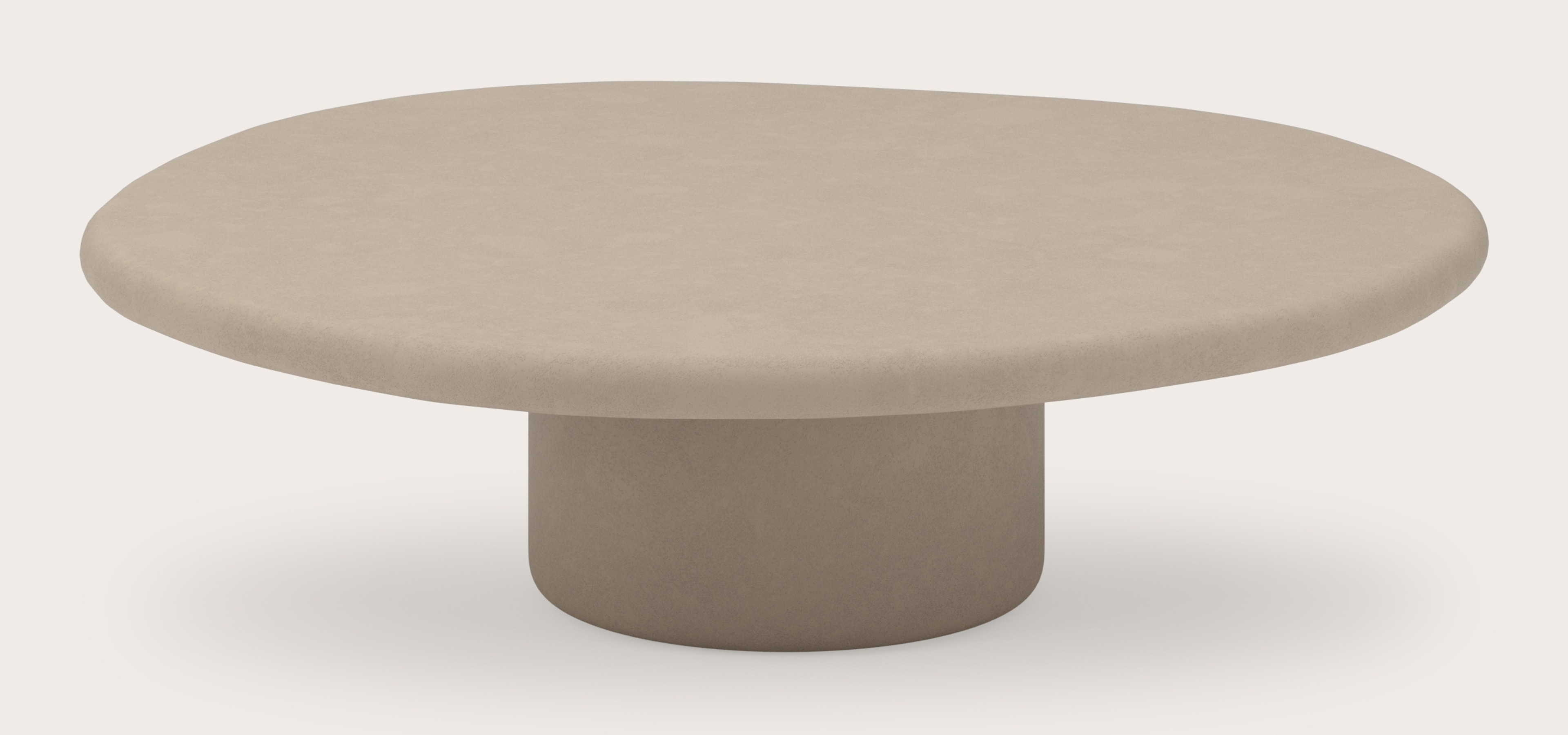 Table basse Artisano armature XL avec plateau Artisano forme pebble en Claylime couleur Limestone