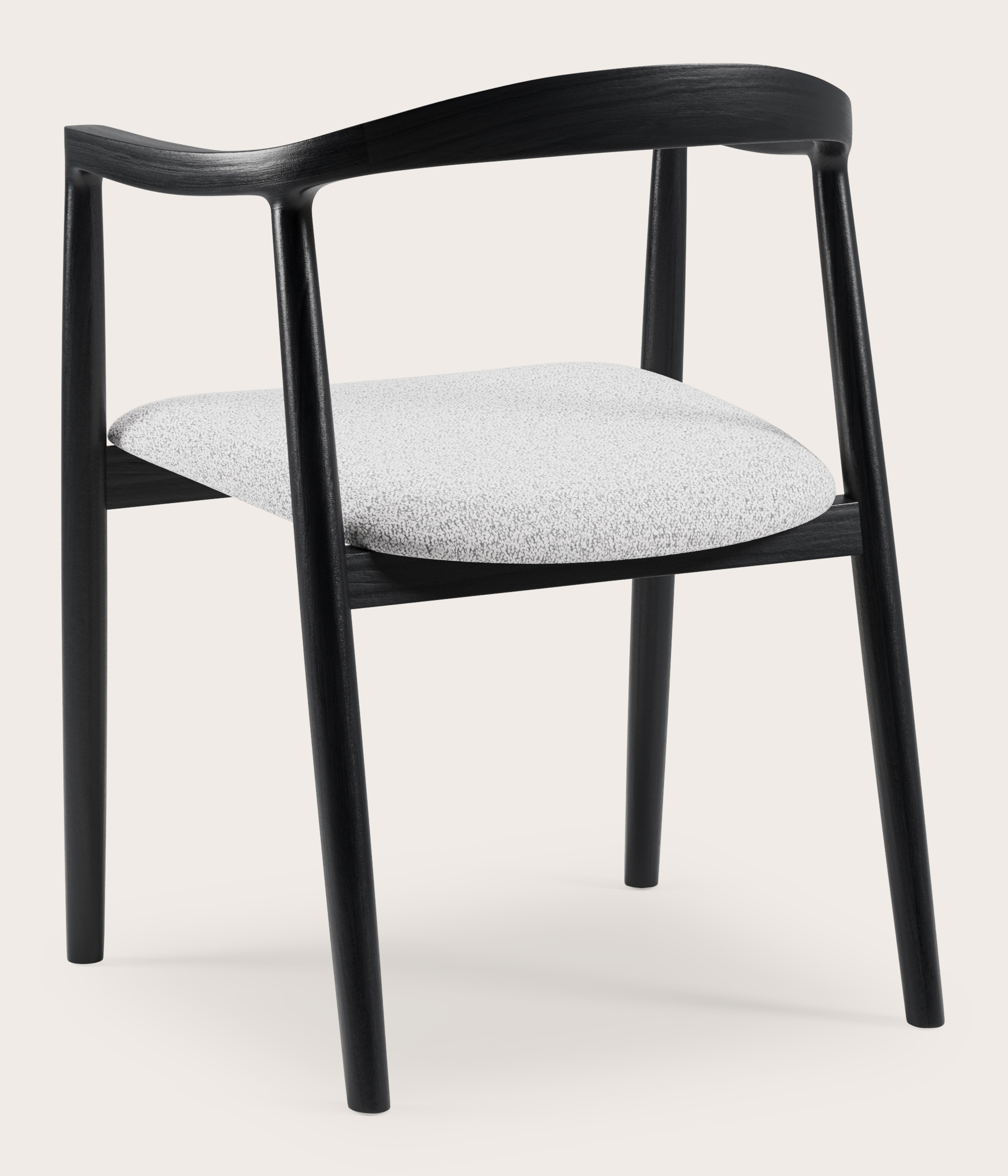 Fauteuil Noto en chêne massif noir avec assise en Dolce tissu Greige
