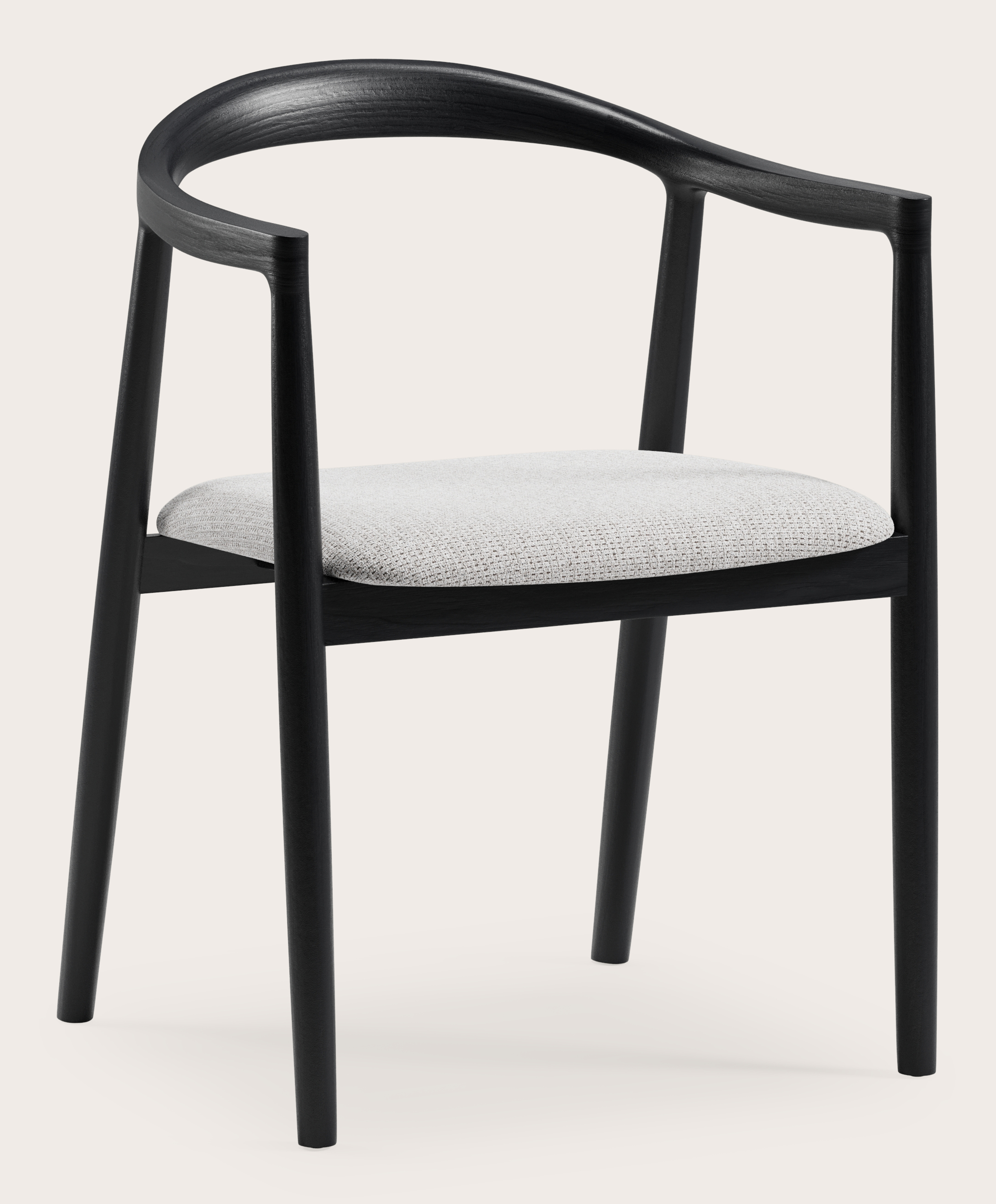 Noto armstoel in zwarte eik met zitting in Fuga stof Grey