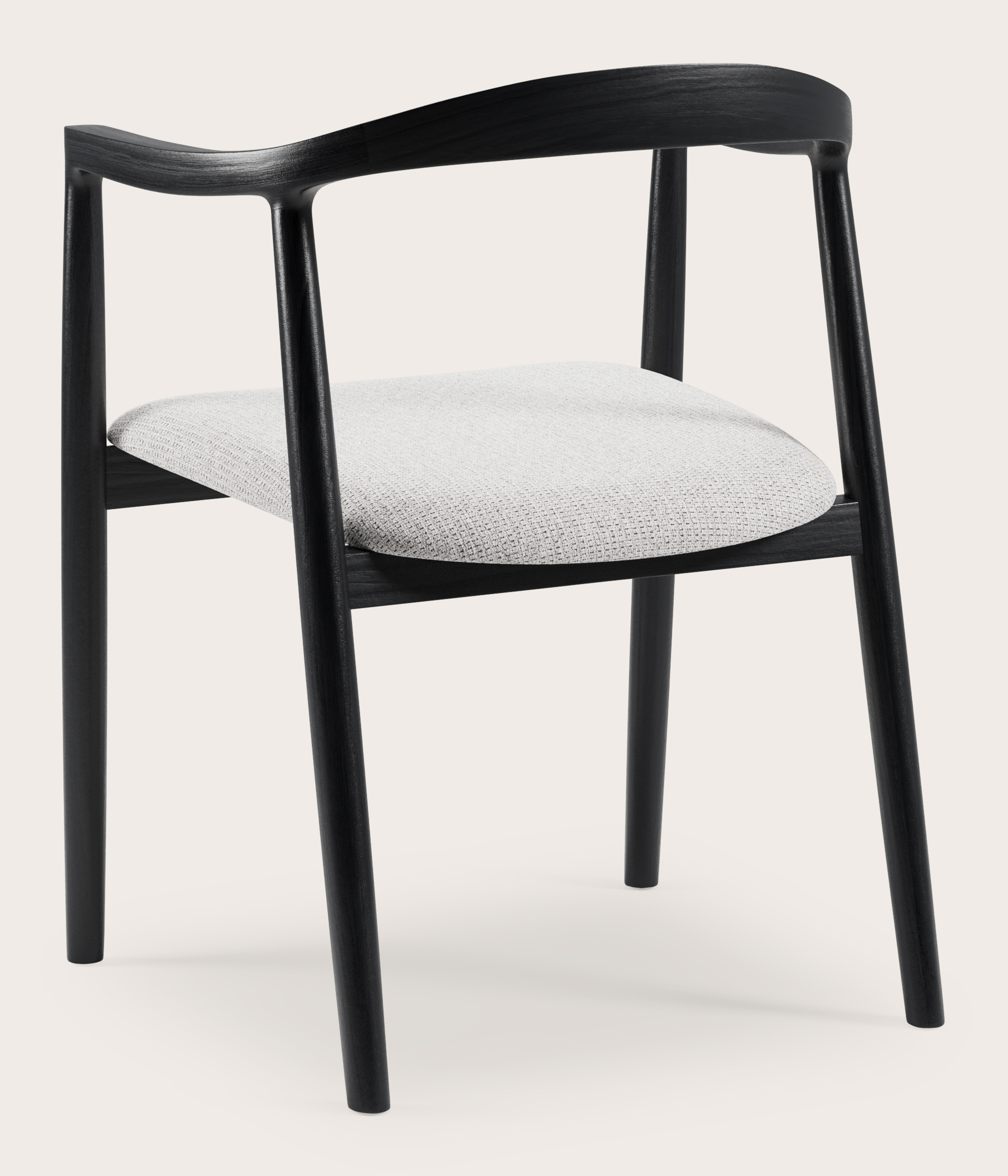 Noto armstoel in zwarte eik met zitting in Fuga stof Grey