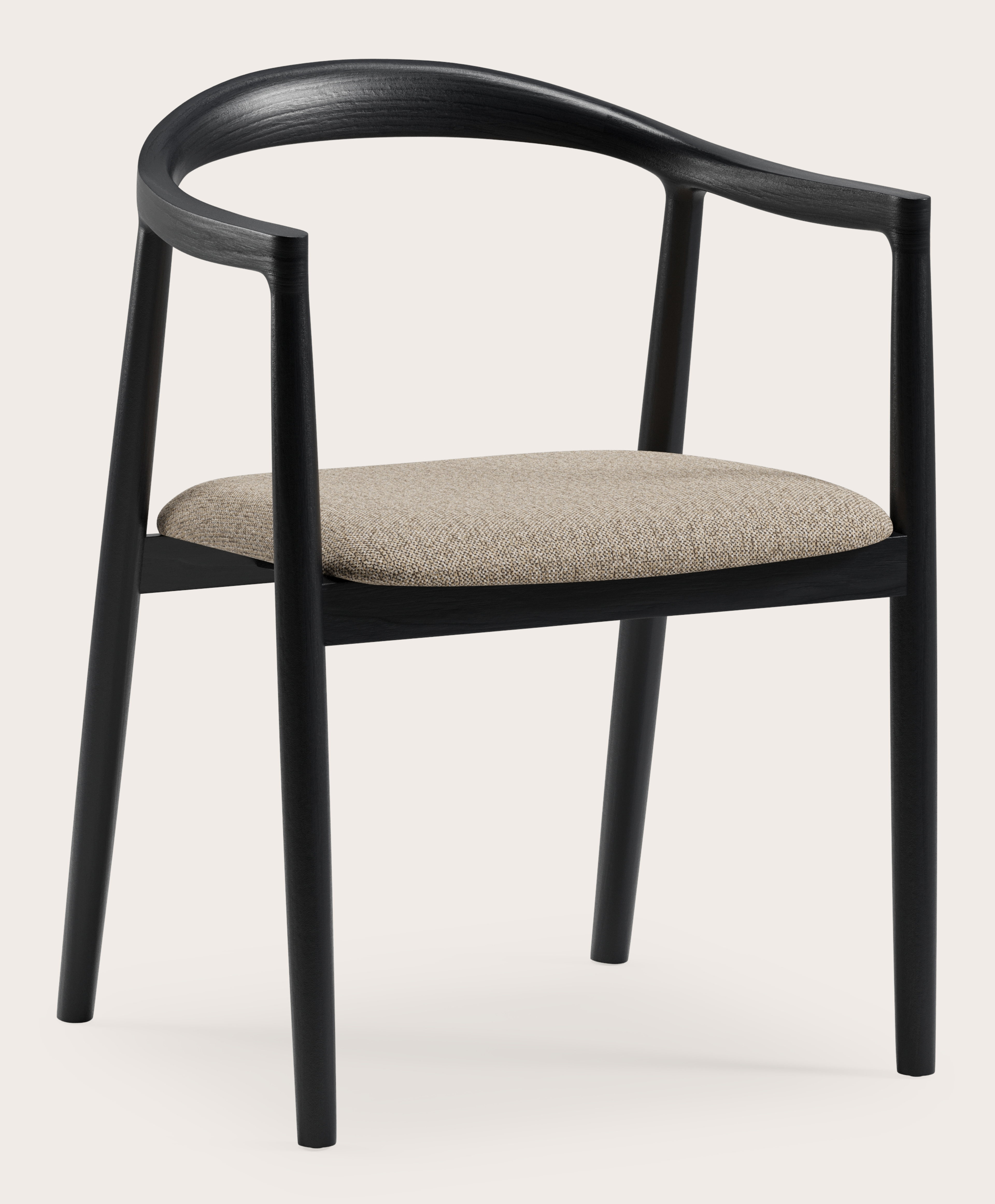 Noto armstoel in zwarte eik met zitting in Brio stof Sesame