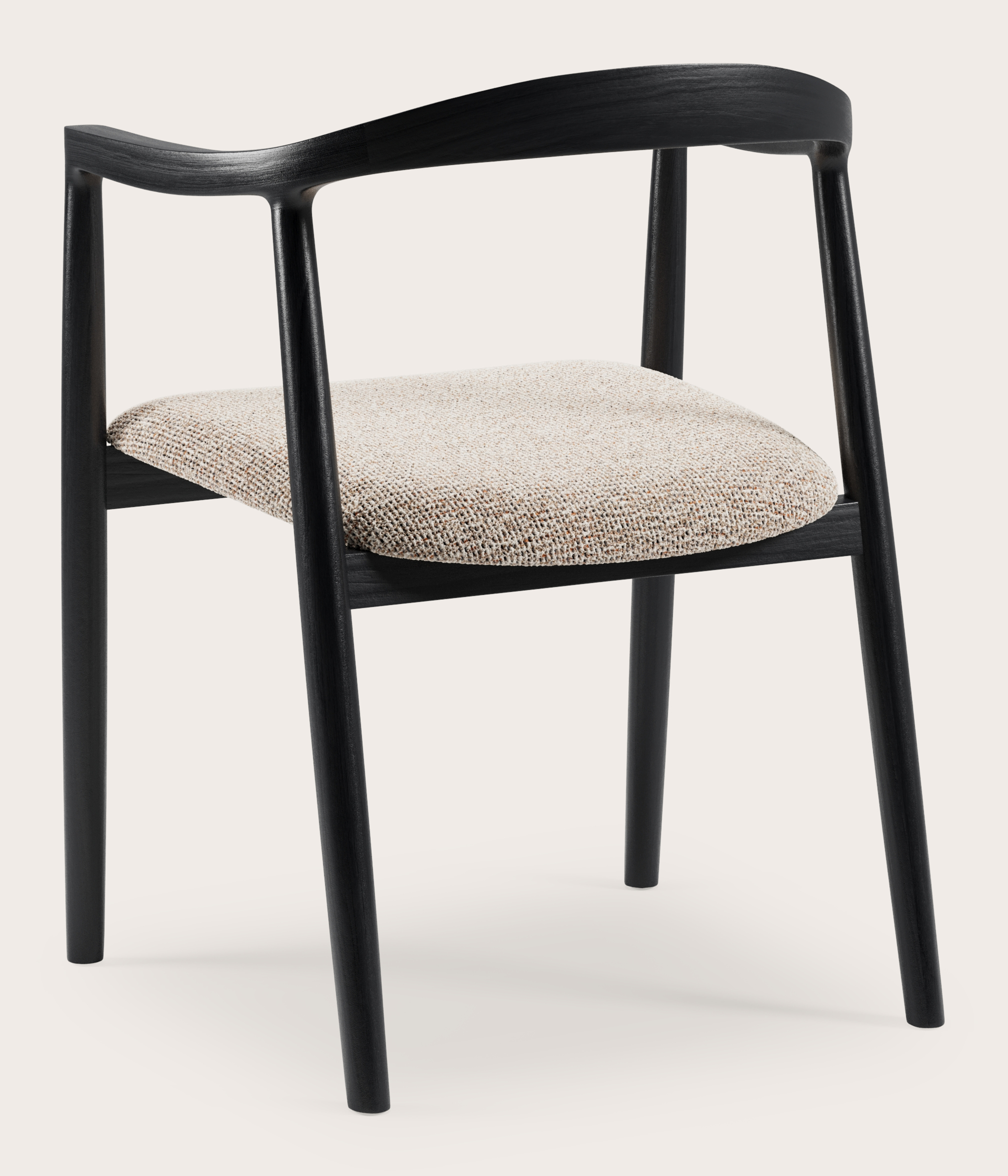 Fauteuil Noto en chêne noir avec assise en Fresco tissu Caramel