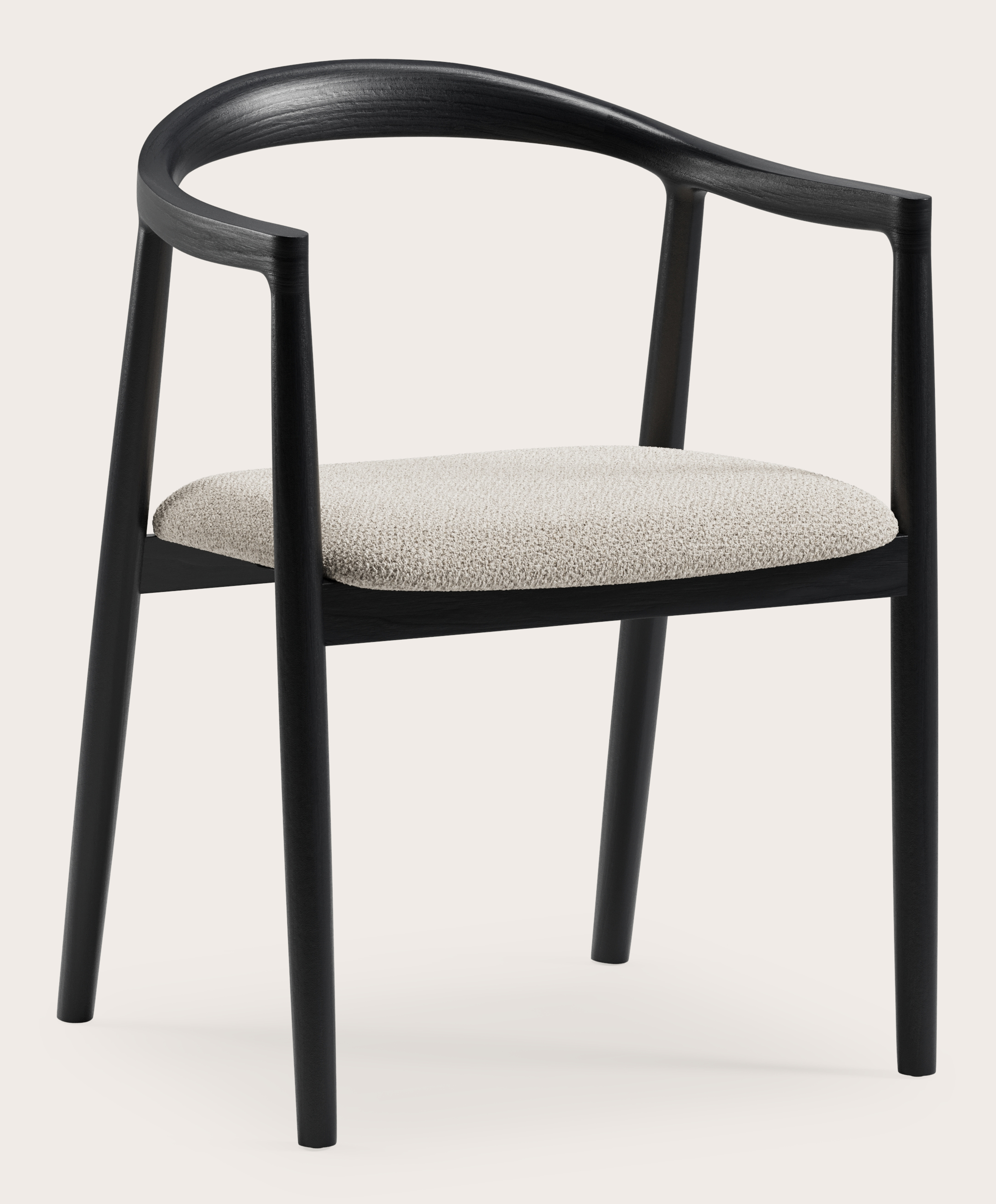 Fauteuil Noto en chêne noir avec assise en Hero tissu Beige