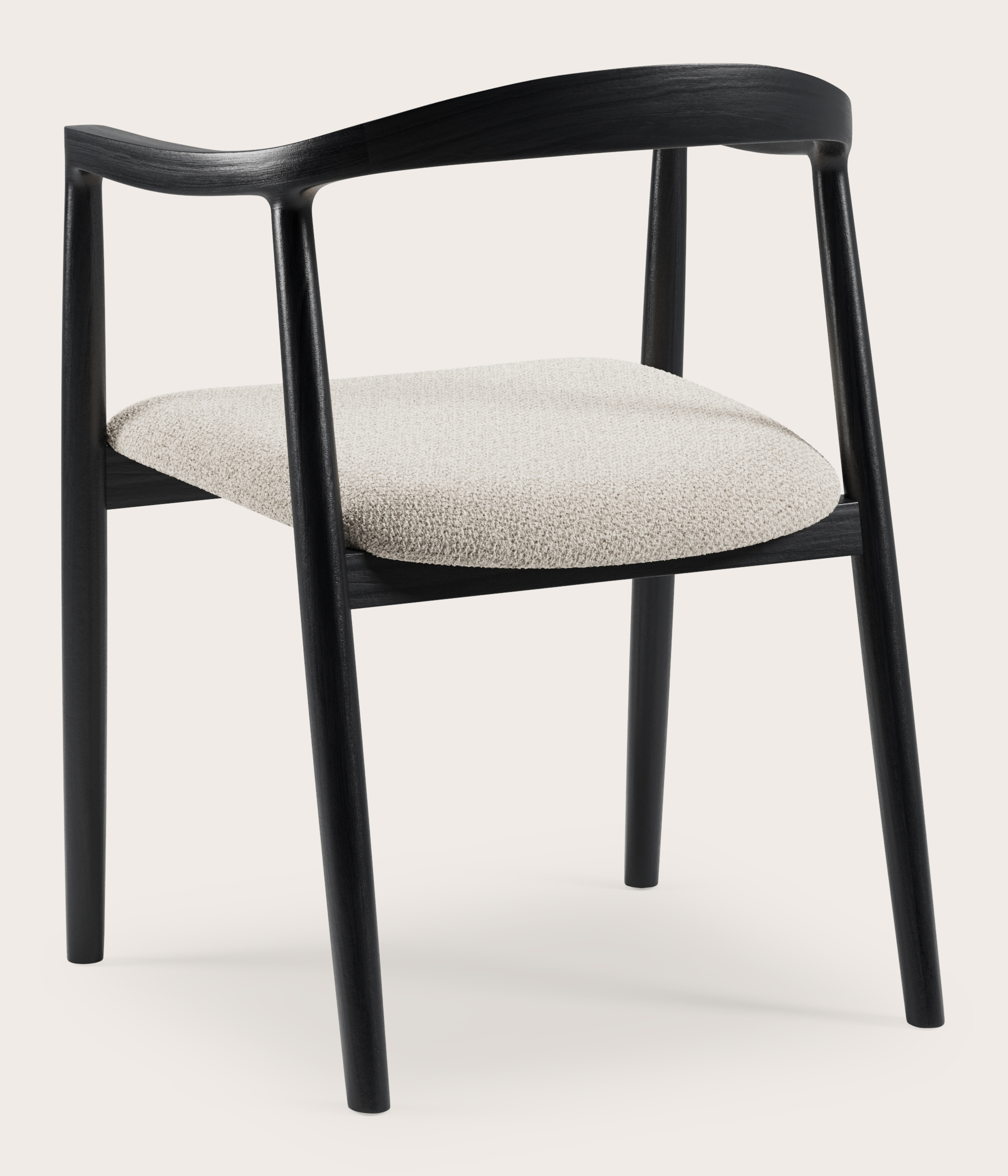 Fauteuil Noto en chêne noir avec assise en Hero tissu Beige