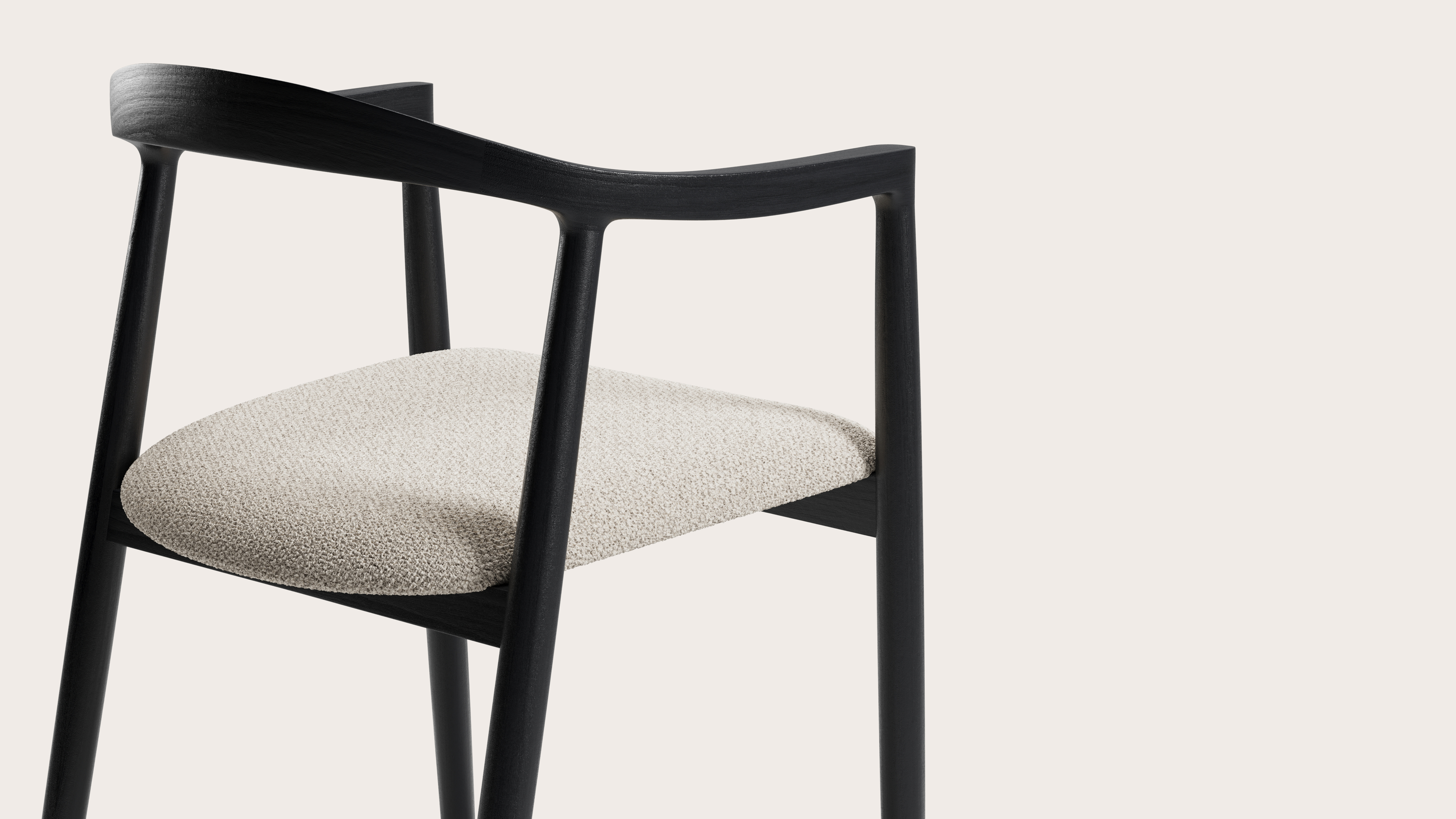 Fauteuil Noto en chêne noir avec assise en Hero tissu Beige