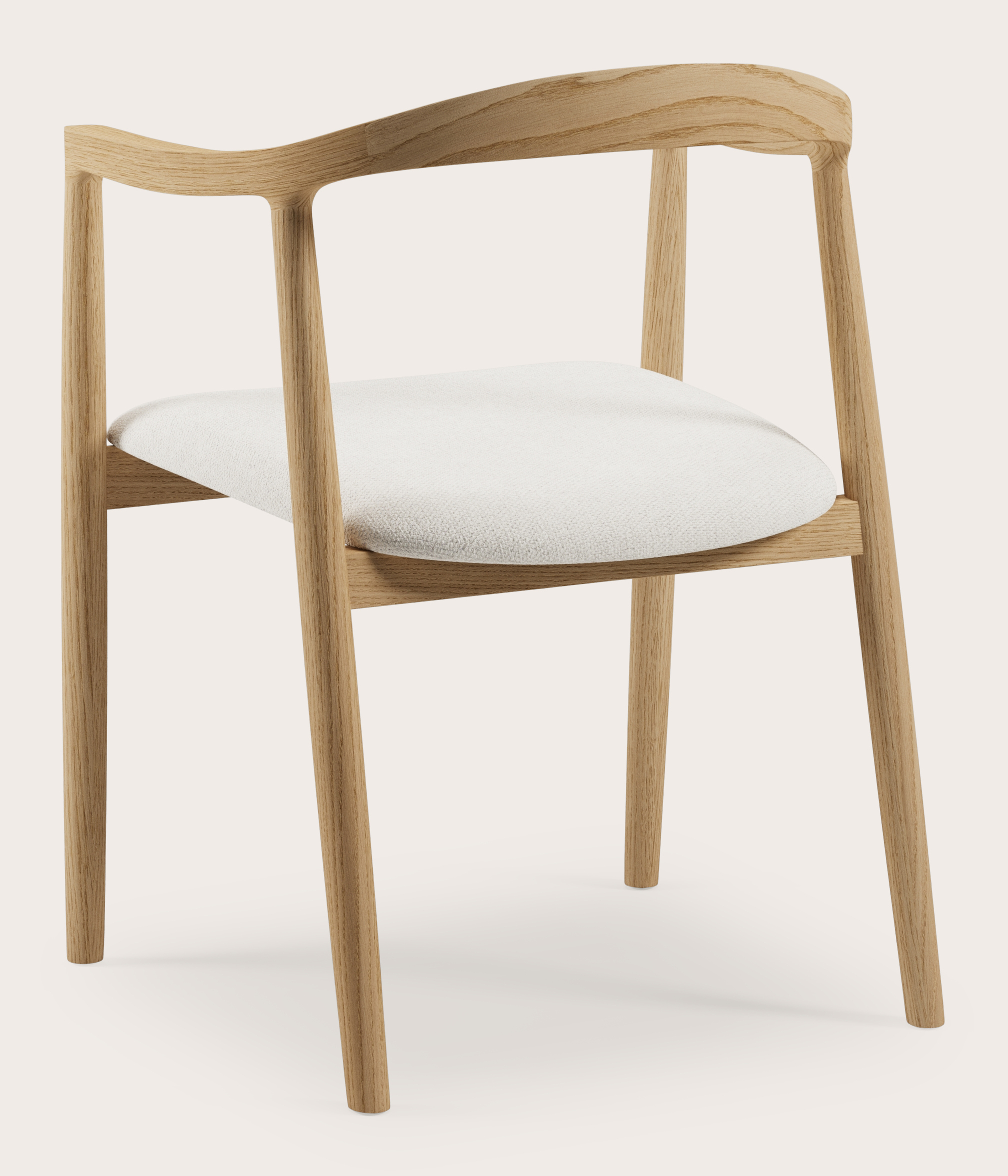 Noto armstoel in massieve natuurkleurige eik met zitting in Volti stof Pearl
