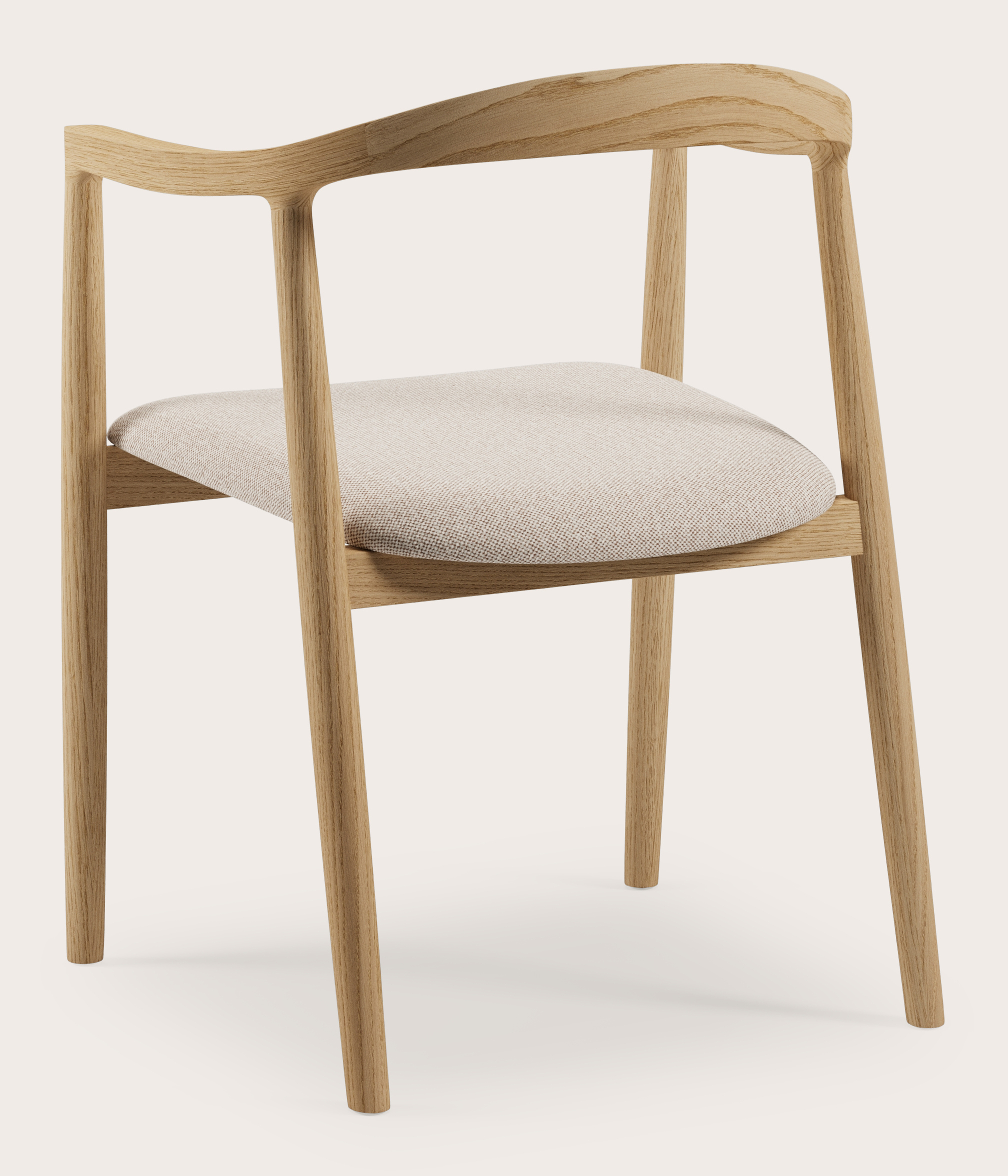 Noto armstoel in natuurkleurige eik met zitting in Brio stof Beige