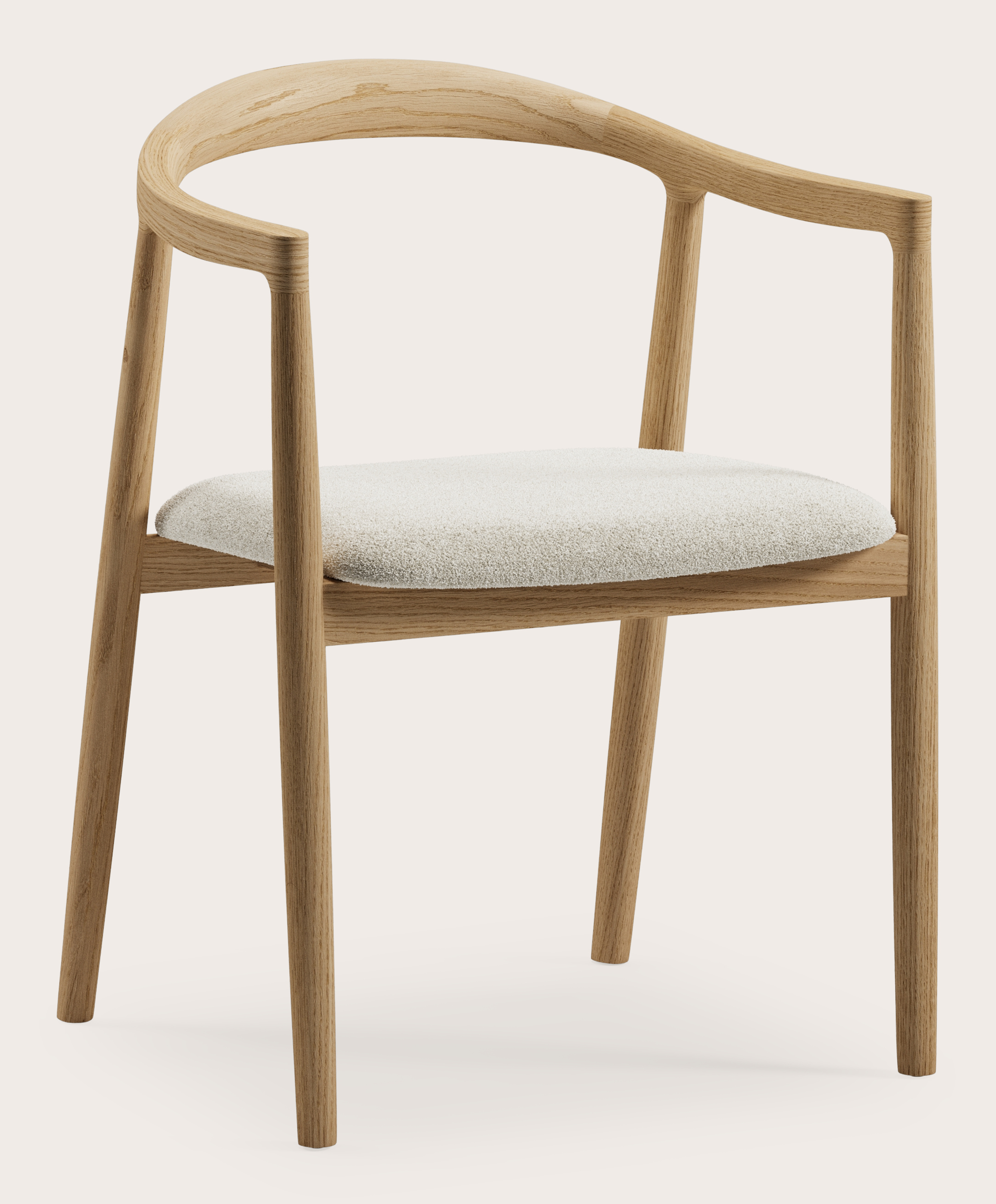Noto armstoel in natuurkleurige eik met zitting in Aria stof Mastic