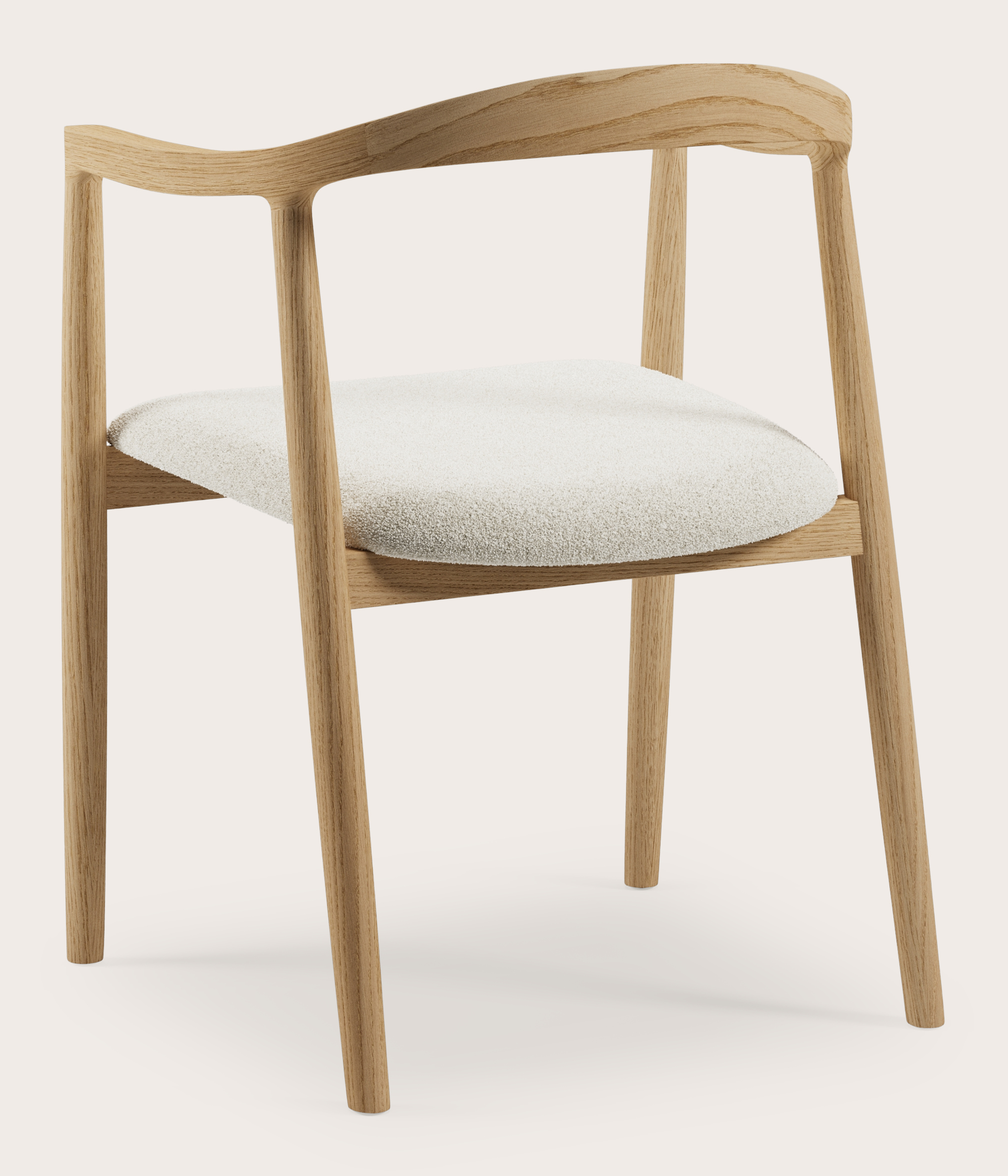 Noto armstoel in natuurkleurige eik met zitting in Aria stof Mastic
