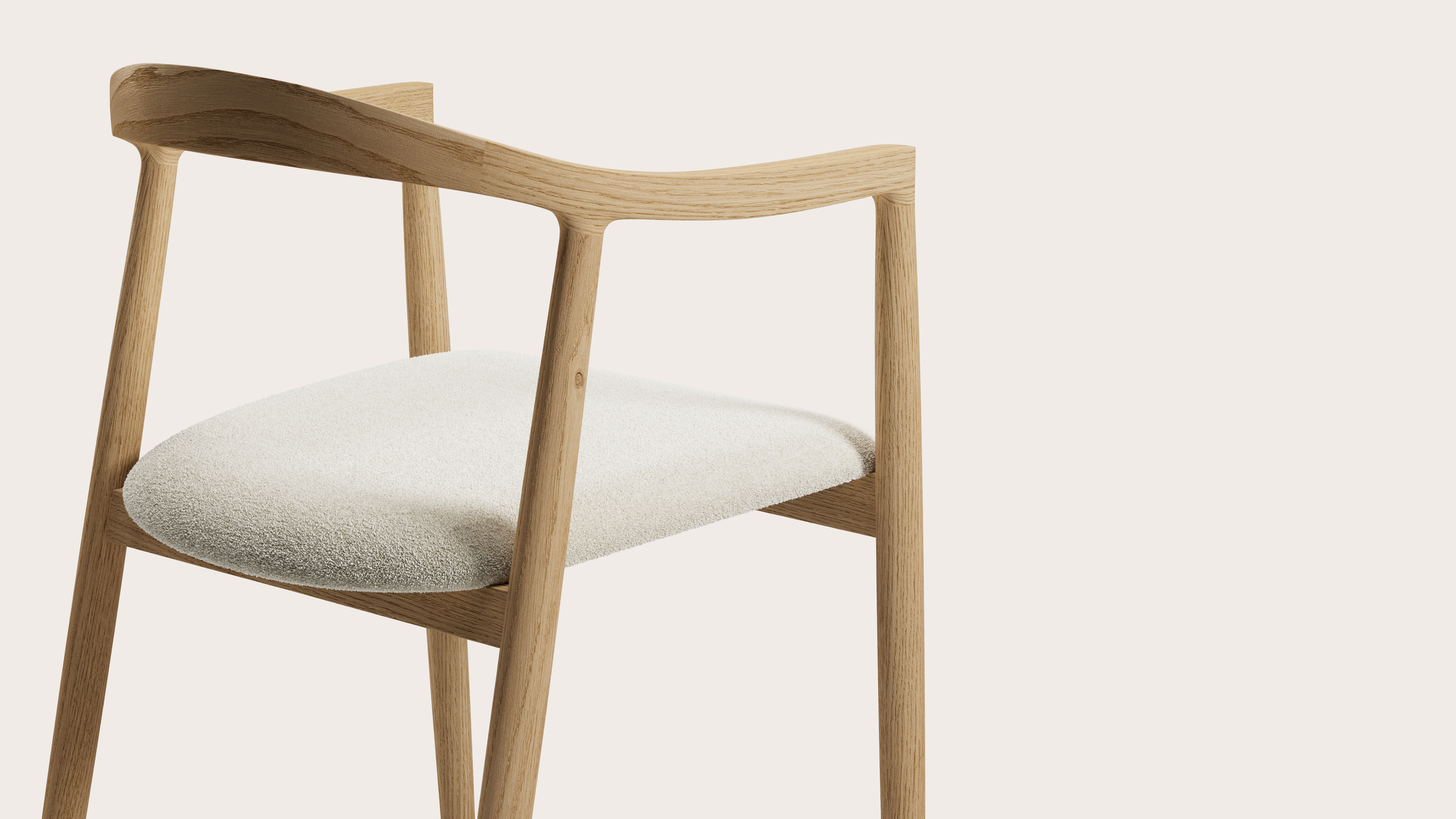 Noto armstoel in natuurkleurige eik met zitting in Aria stof Mastic