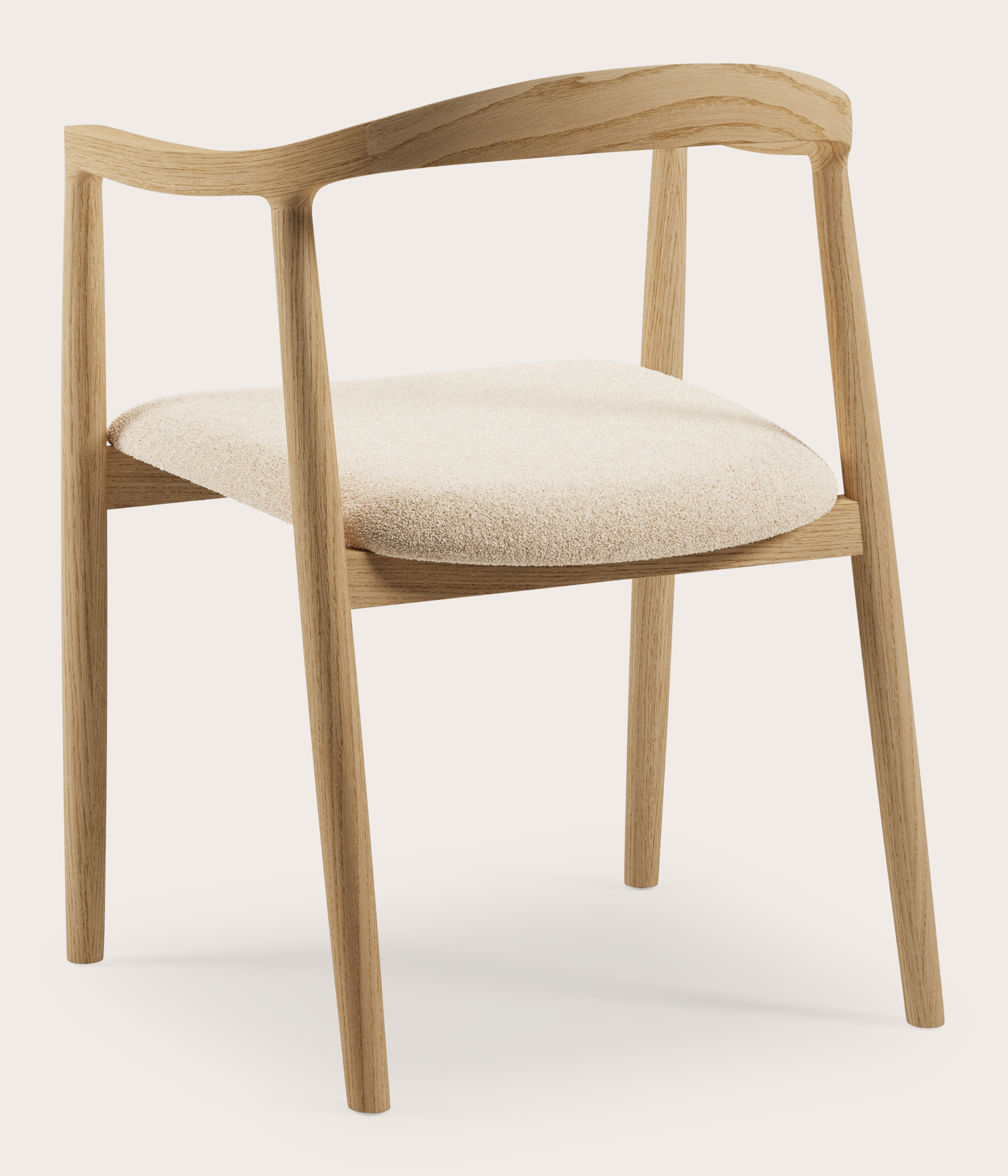 Fauteuil Noto en chêne couleur naturelle avec assise en Aria tissu Beige