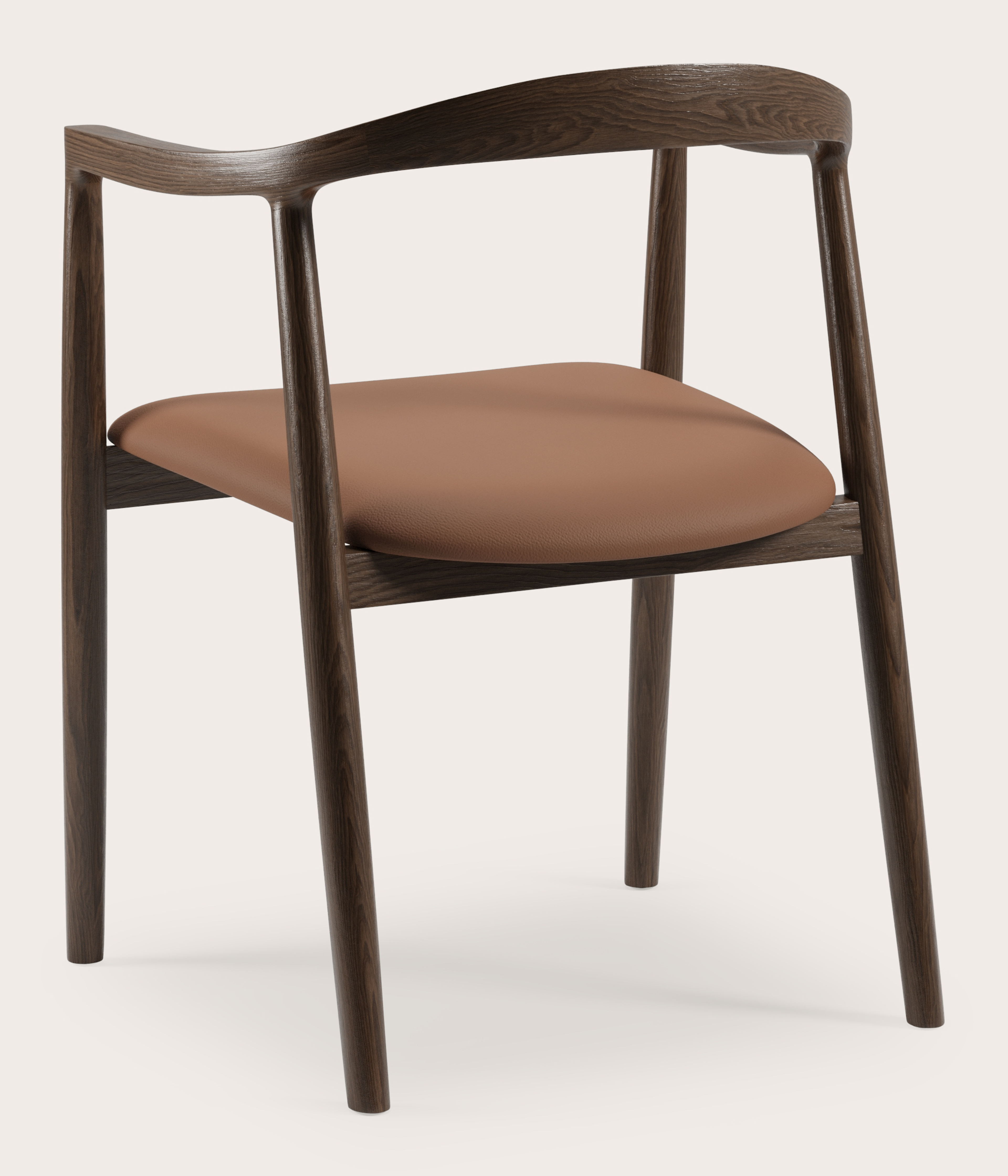 Fauteuil Noto en chêne massif fumé avec assise en Cuiro cuir Fox
