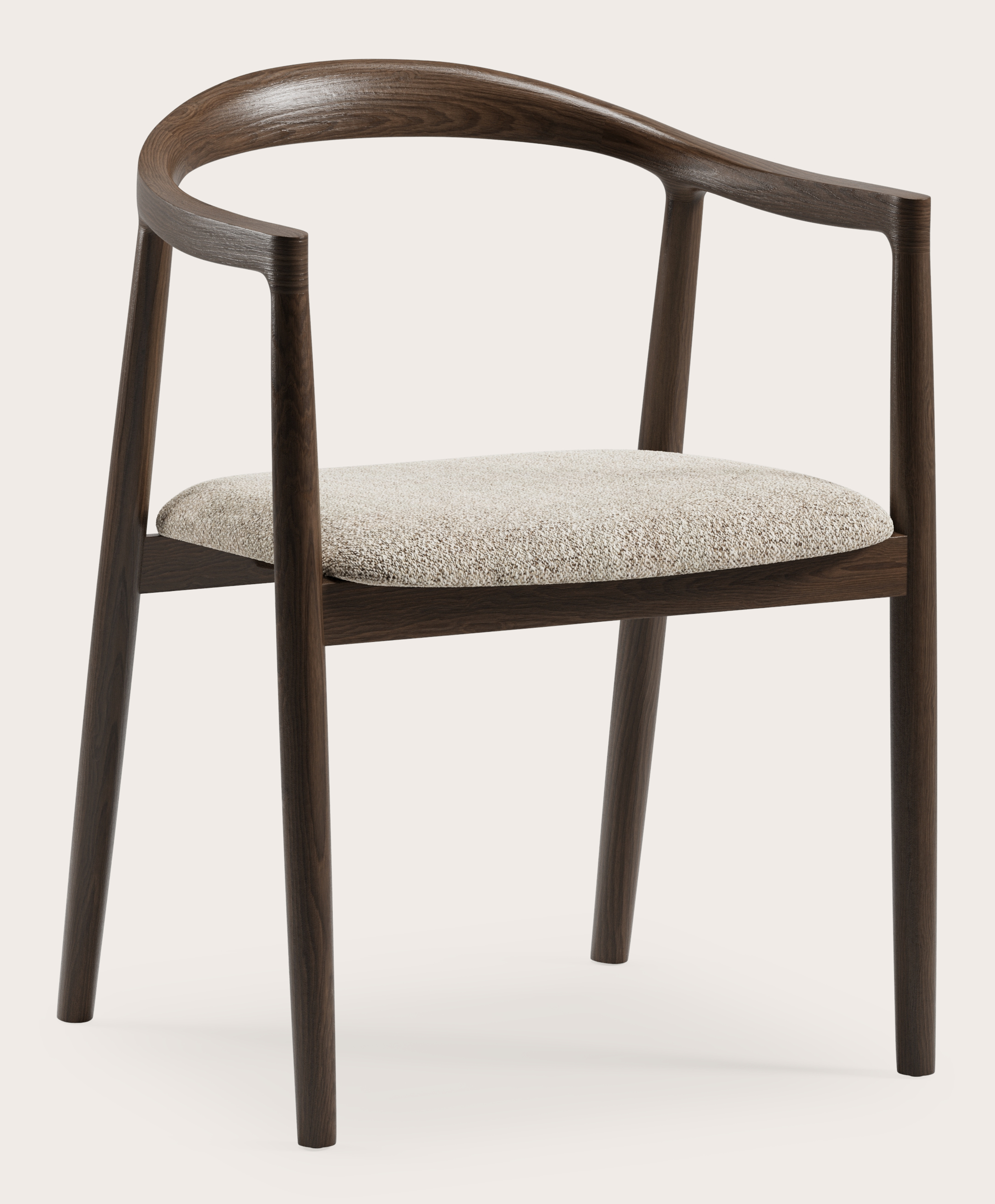 Fauteuil Noto en chêne fumé avec assise en Stanza tissu Light Taupe