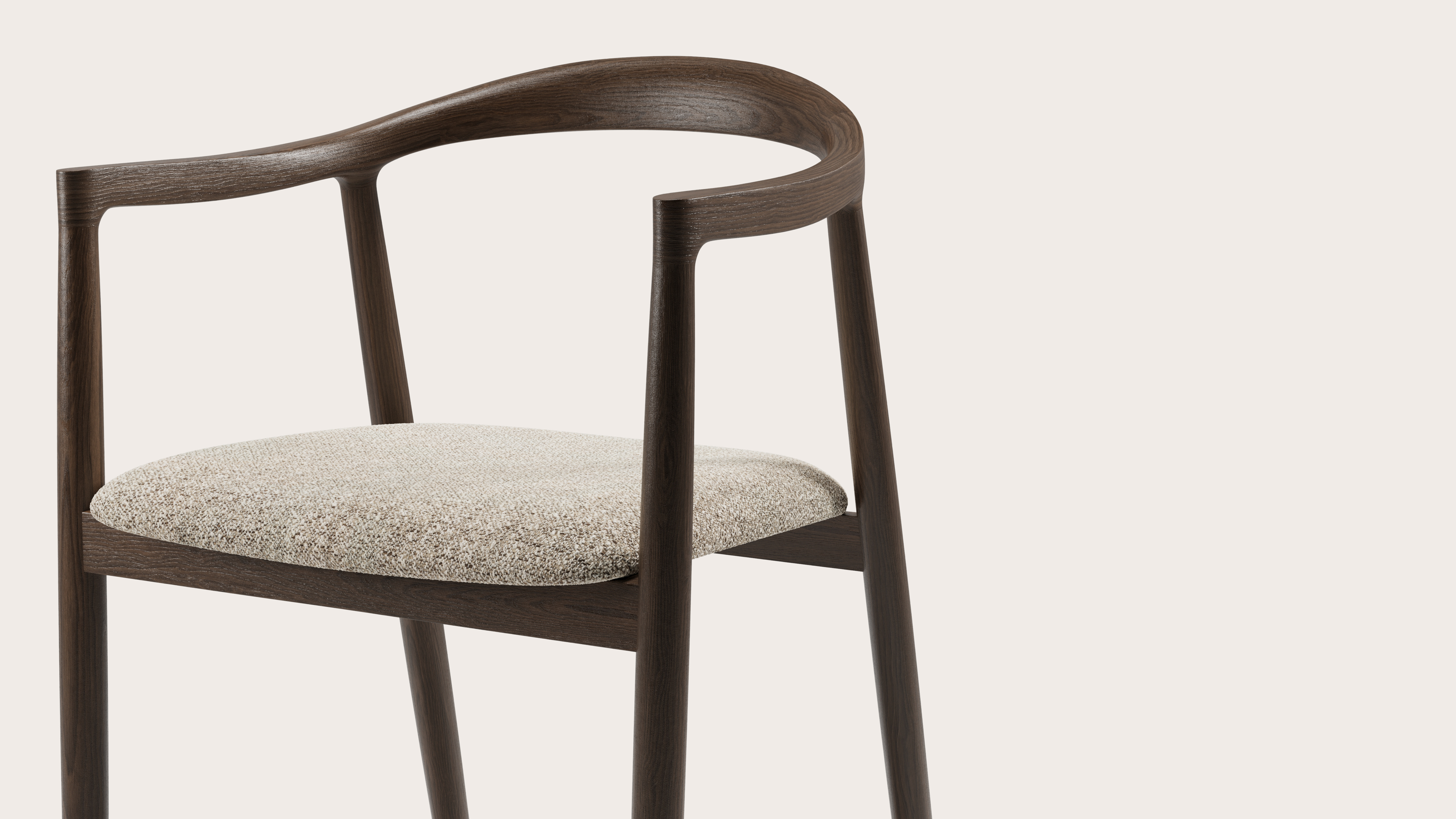 Fauteuil Noto en chêne fumé avec assise en Stanza tissu Light Taupe