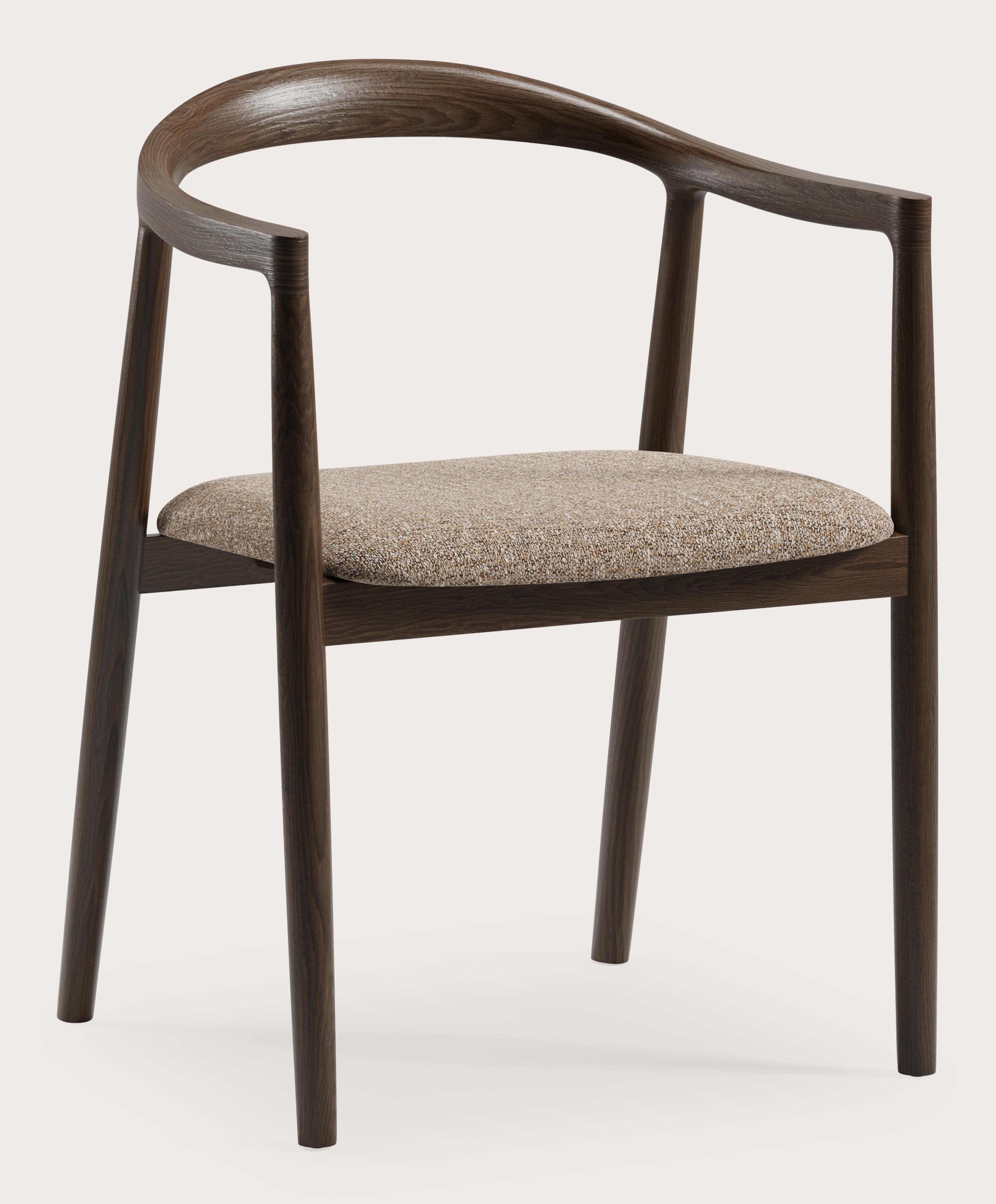 Fauteuil Noto en chêne fumé avec assise en Stanza tissu Brown