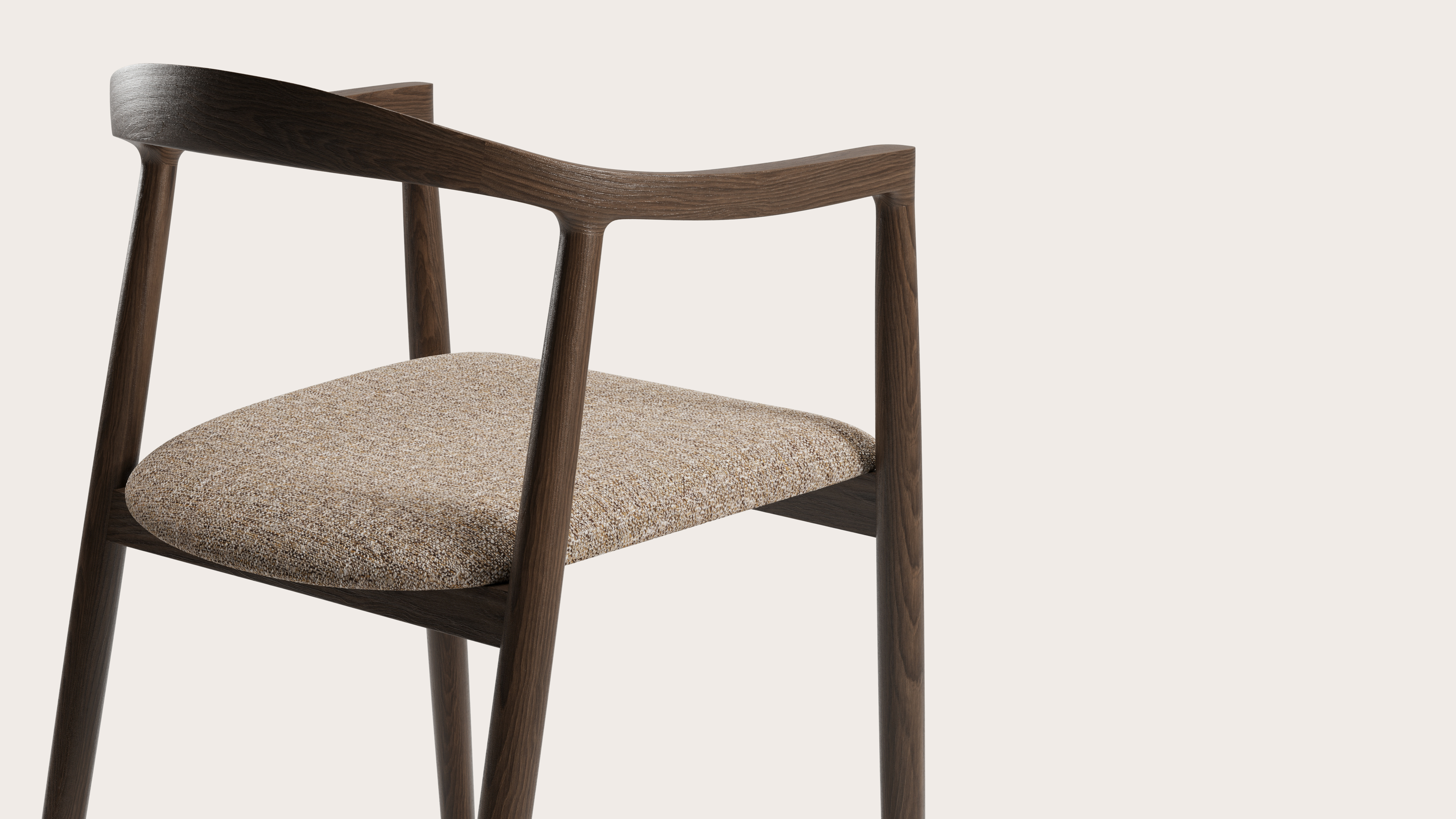 Fauteuil Noto en chêne fumé avec assise en Stanza tissu Brown